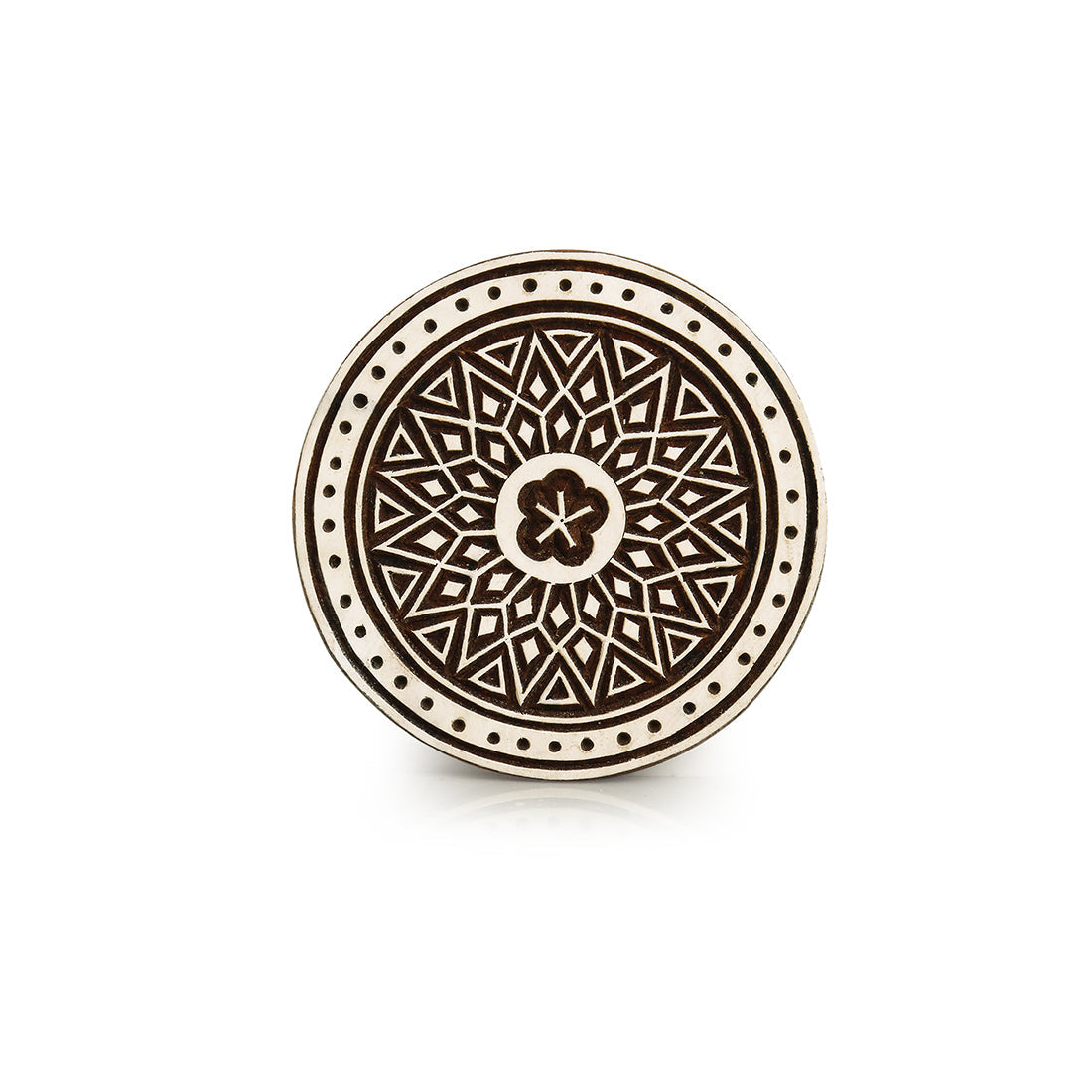 EXCLUSIVELANE 'Magnificent Mandala' Hand-Carved Blocks & Tea Coasters In Sheesham Wood (Set of 4) - view 3