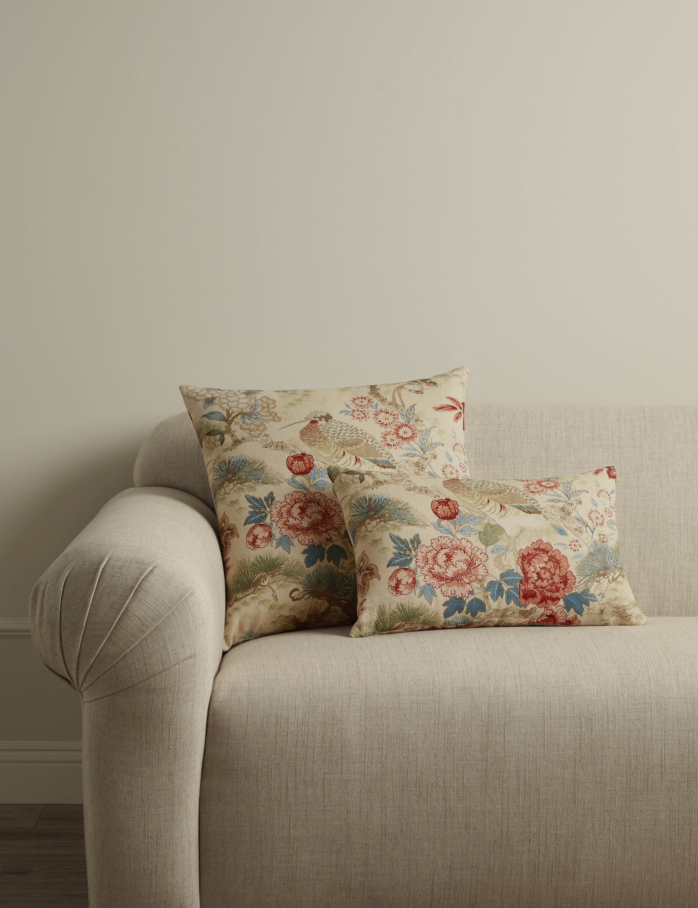 Lulu and Georgia Shenyang Print Linen Pillow by Scalamandre