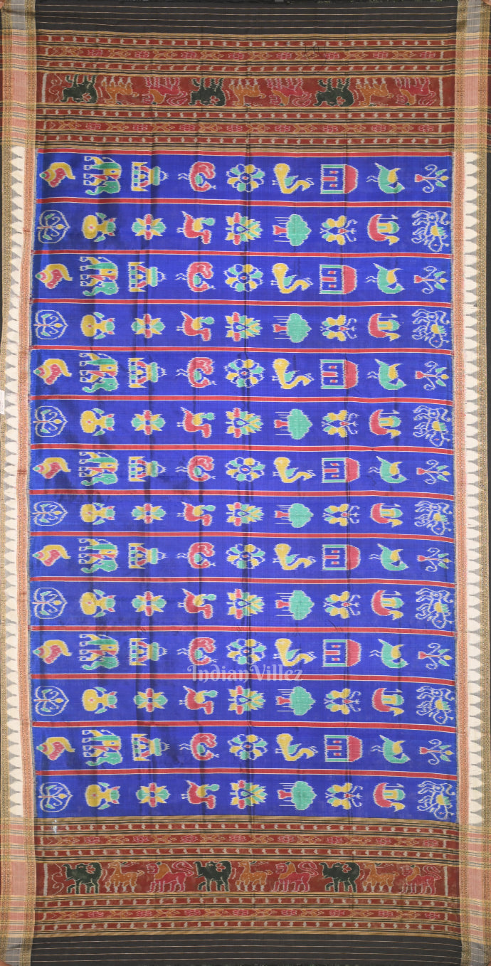 IndianVillèz Royal Blue Odisha Handloom Nabakothi Silk Dupatta