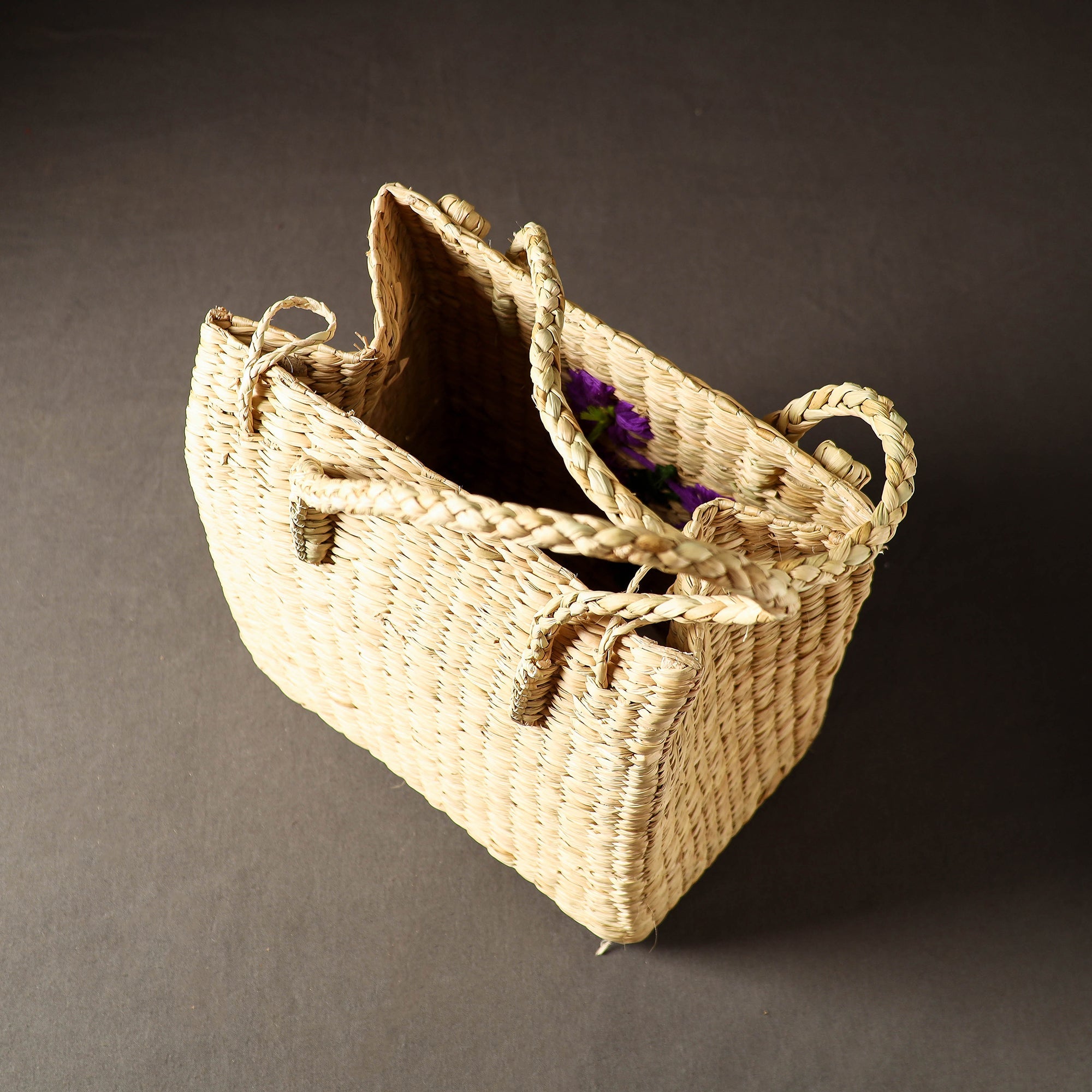 ITOKRI CRAFTS INITIATIVE Beige - Handcrafted Natural Water Reed Embroidered Shopping Bag - view 5