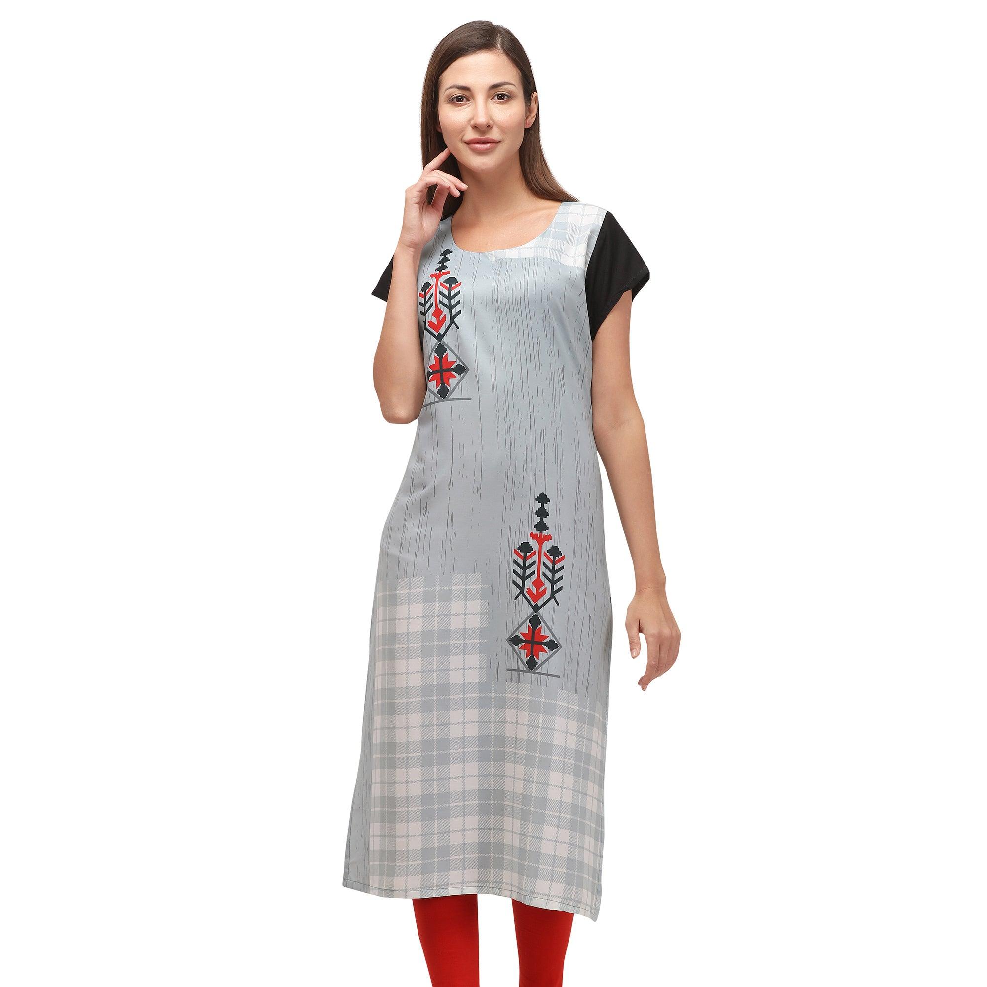 Peachmode Seller Grey Printed Rayon Kurti – Women's