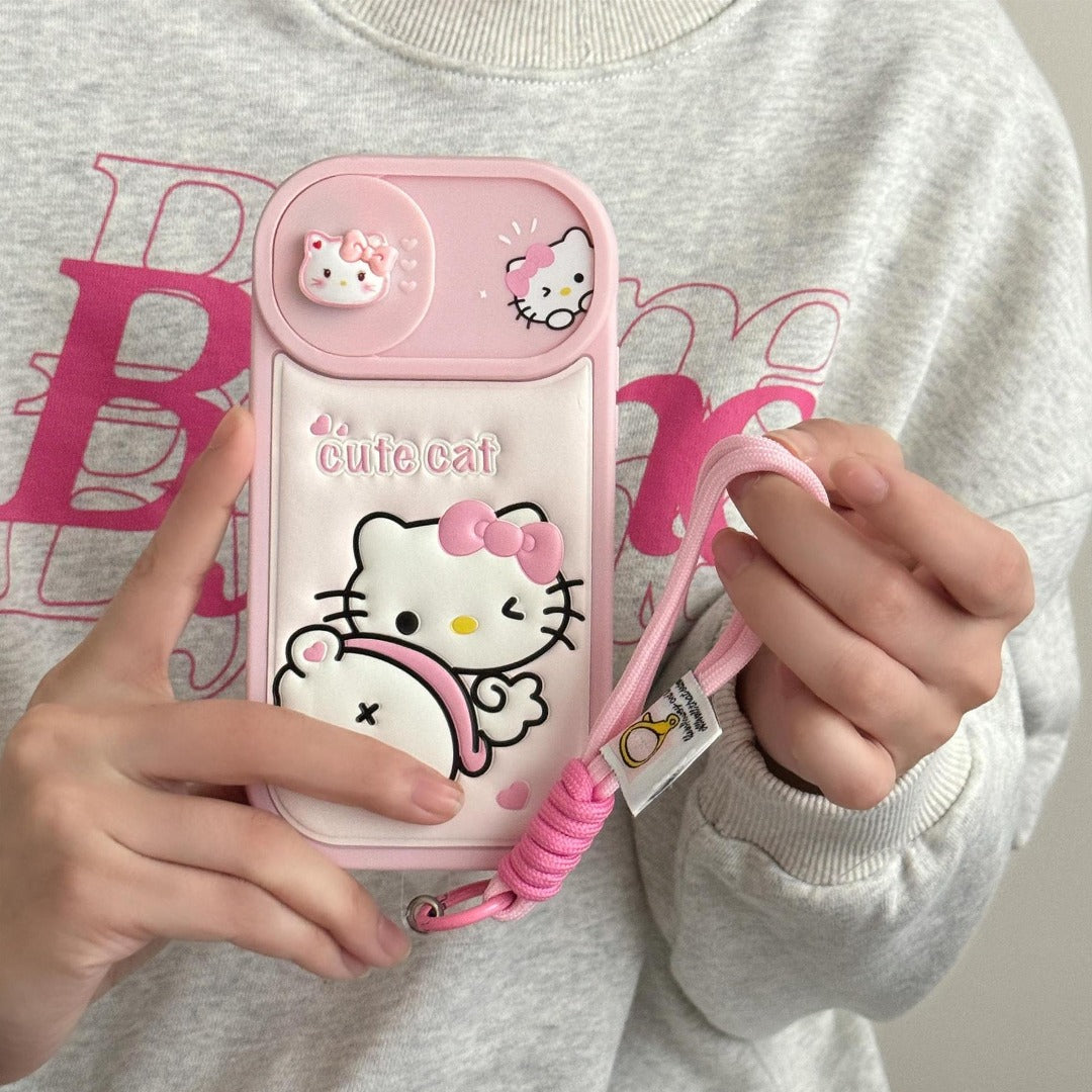 Peeperly Kitty Emboss Push Cam Window Case with Lanyard