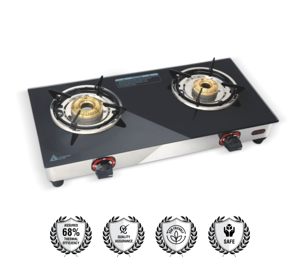 Softel Nano GT 2 Burner Glass Top Gas Stove | Black - view 2