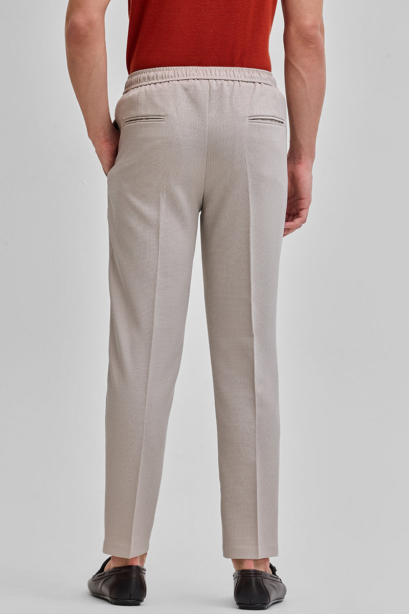 SNITCH Beige Textured Relaxed Fit Trousers - view 6