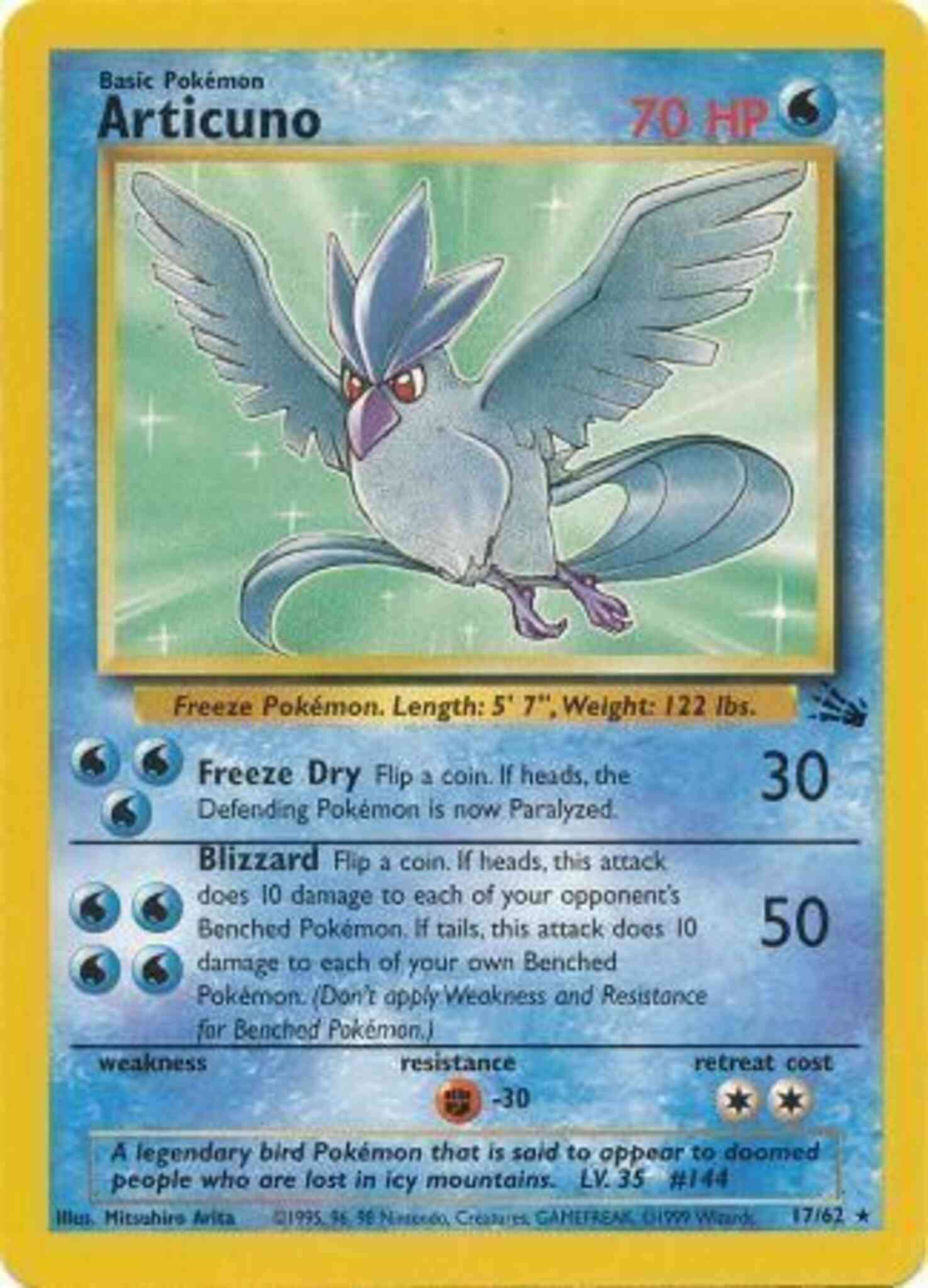 Unlimited base3u-17 non-holo – Pokémon Articuno - 17/62 - Rare - Unlimited [base3U-17] [Non-Holo]