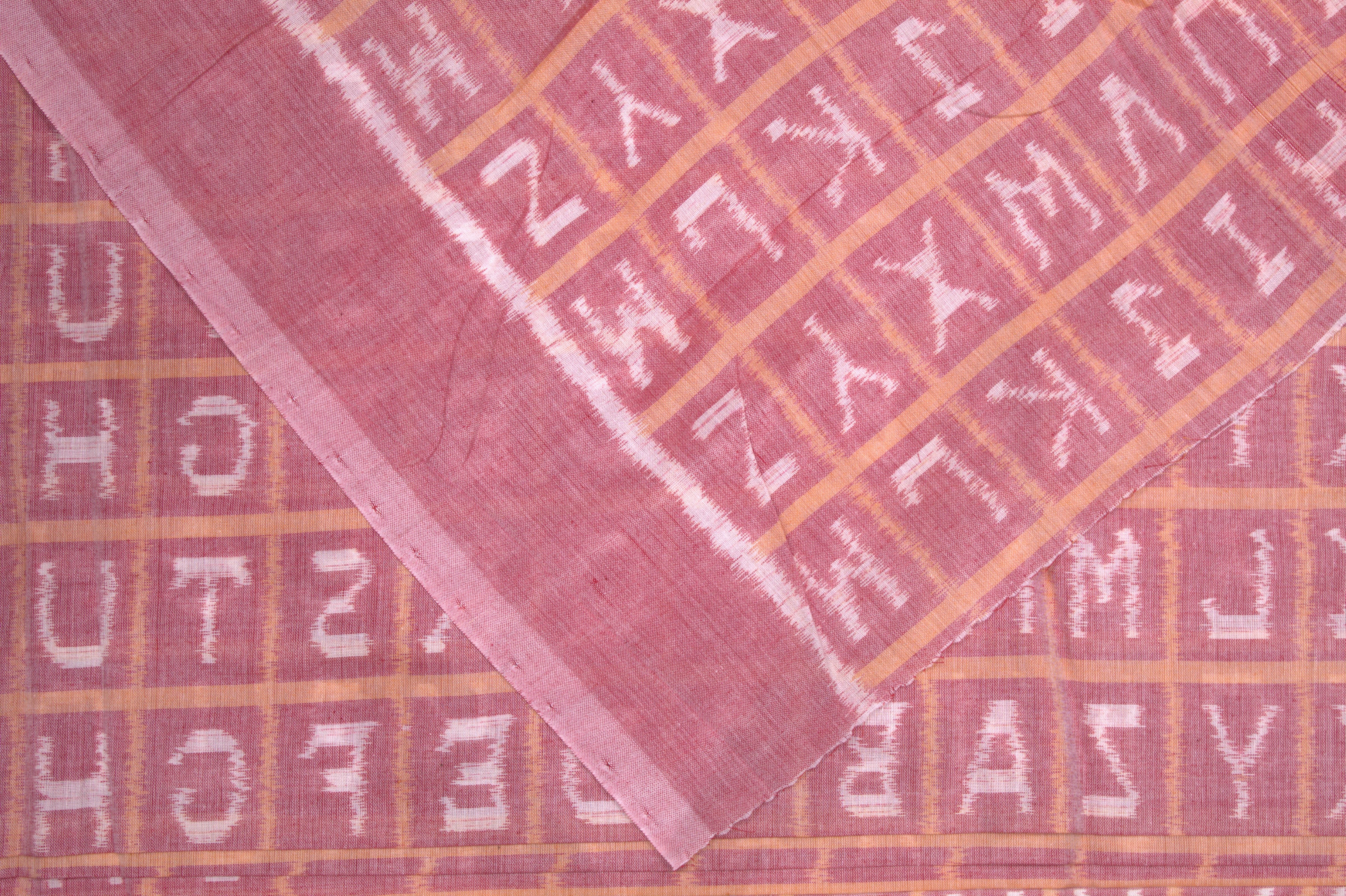 IndianVillèz English Alphabet With Geometric symbols Sambalpuri Cotton Fabric - view 2