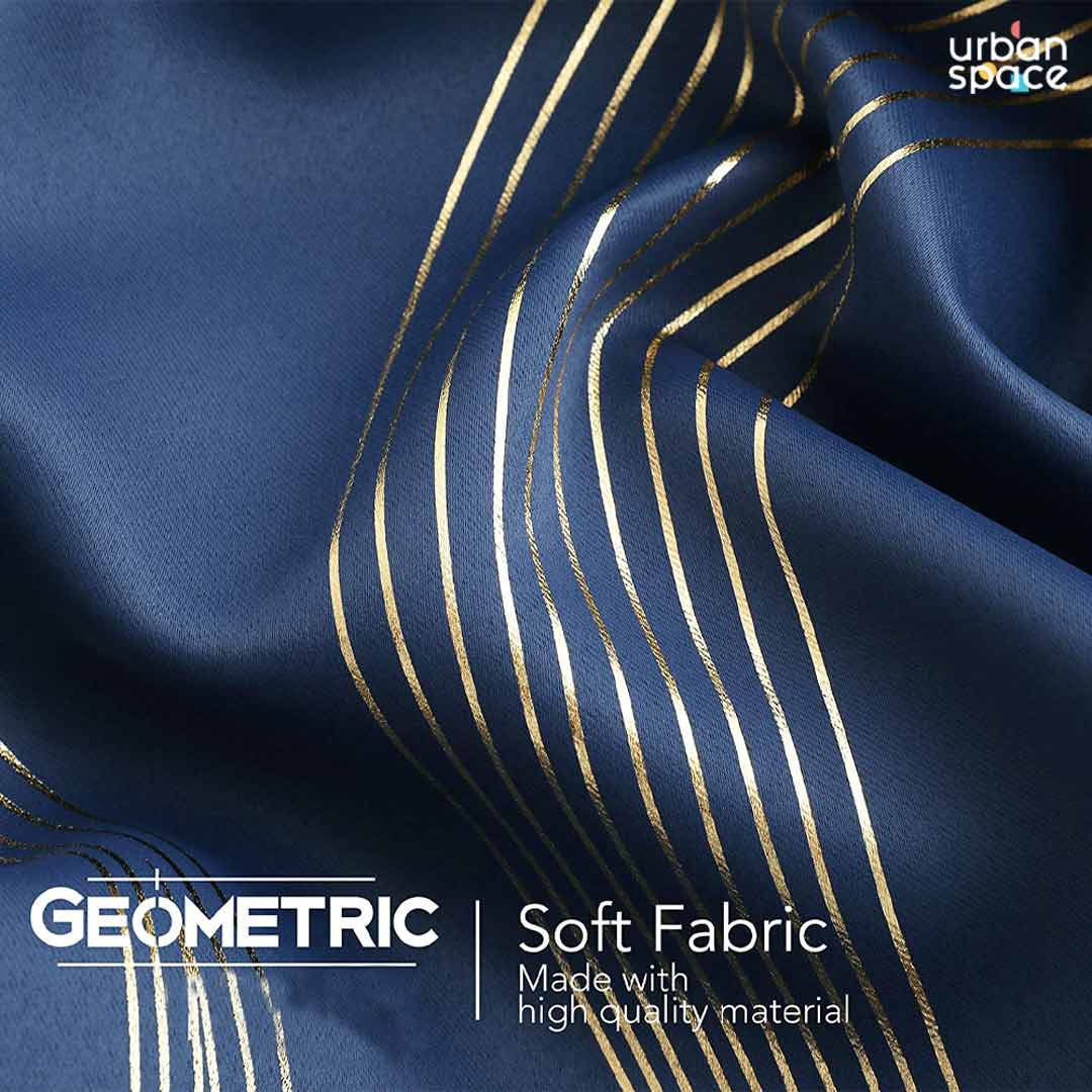 Urban Space -Home Furnishing Store Gold Foil Printed 80-85% Blackout Curtains - Pack of 1 Curtain - Double Wave - Navy Blue - view 5
