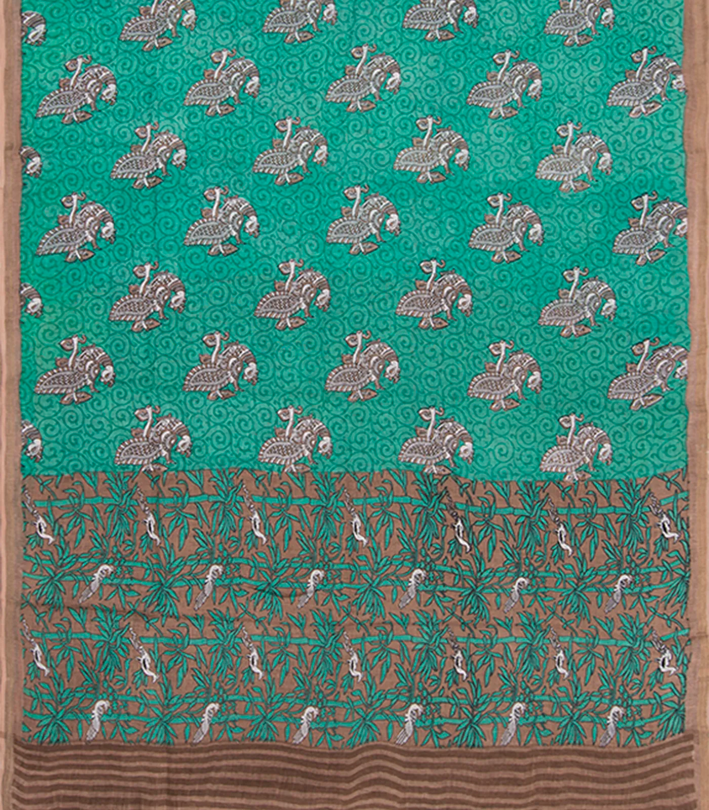 RmKV Teal Handwoven Cotton Linen Saree – Women's - view 2