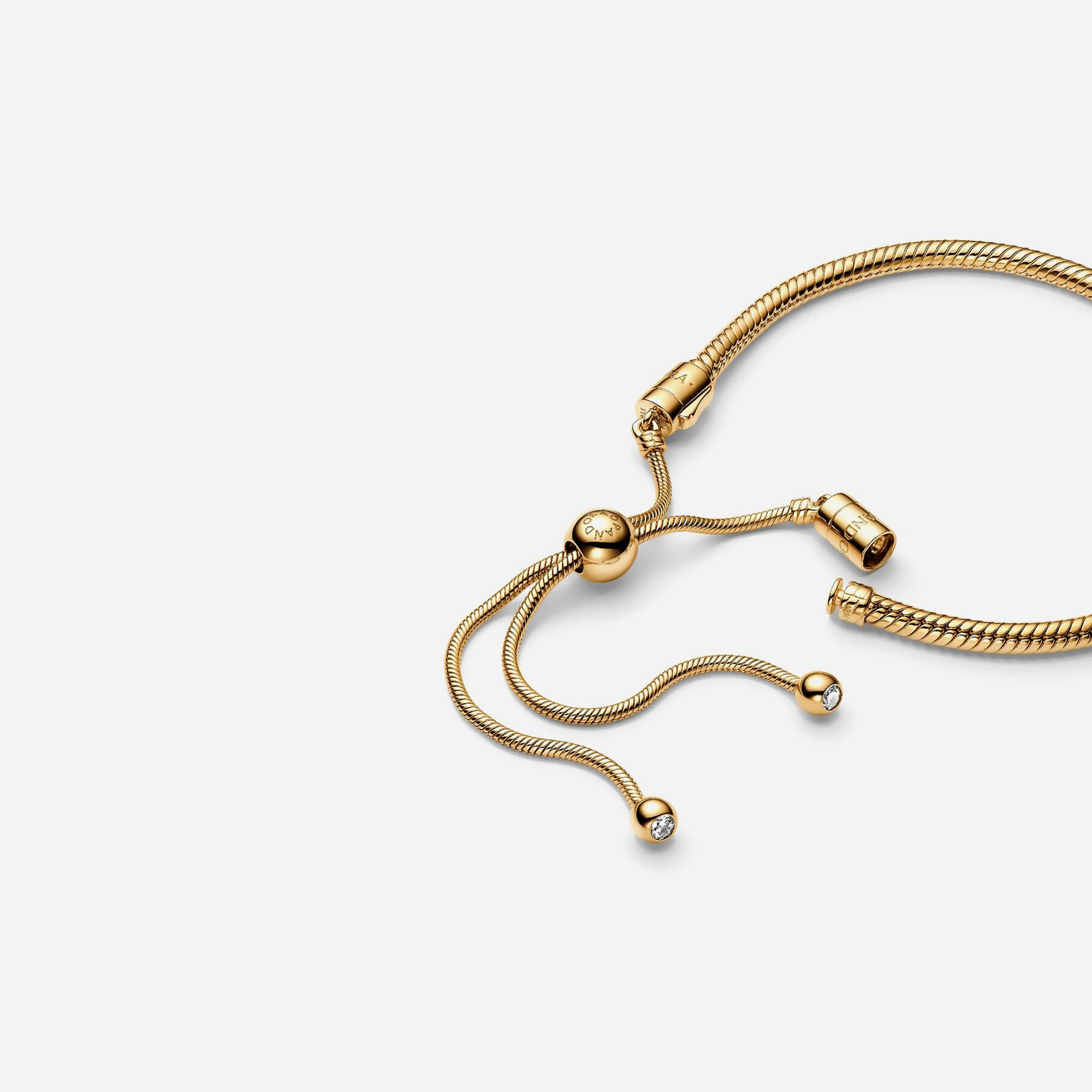 Pandora Moments Snake Chain Slider Bracelet Gold Plated - view 2