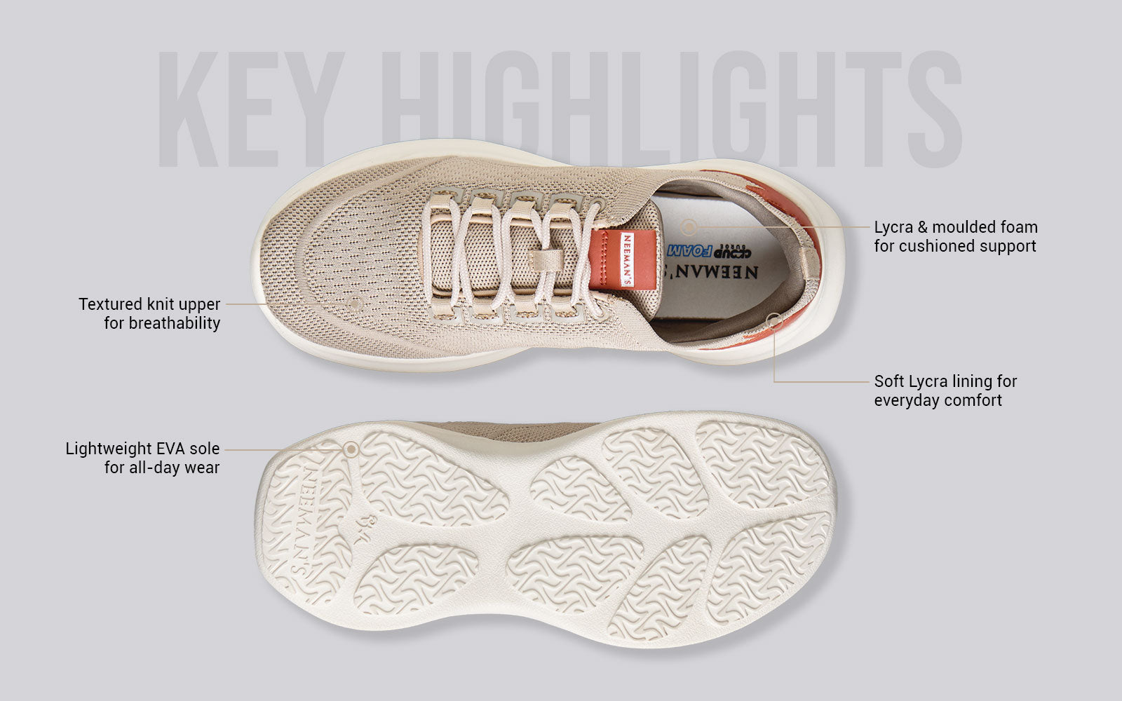 Neeman's The Knit Strides : Ivory - view 4