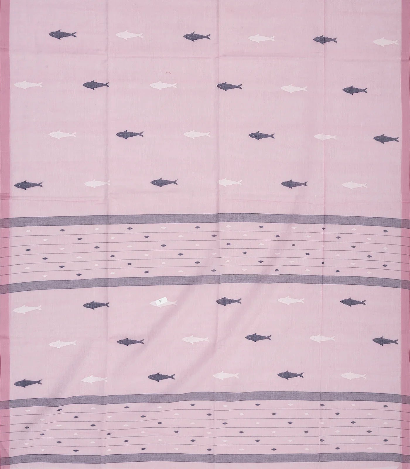 RmKV Baby Pink Handloom Bengal Cotton Saree With Fish Motifs - view 2