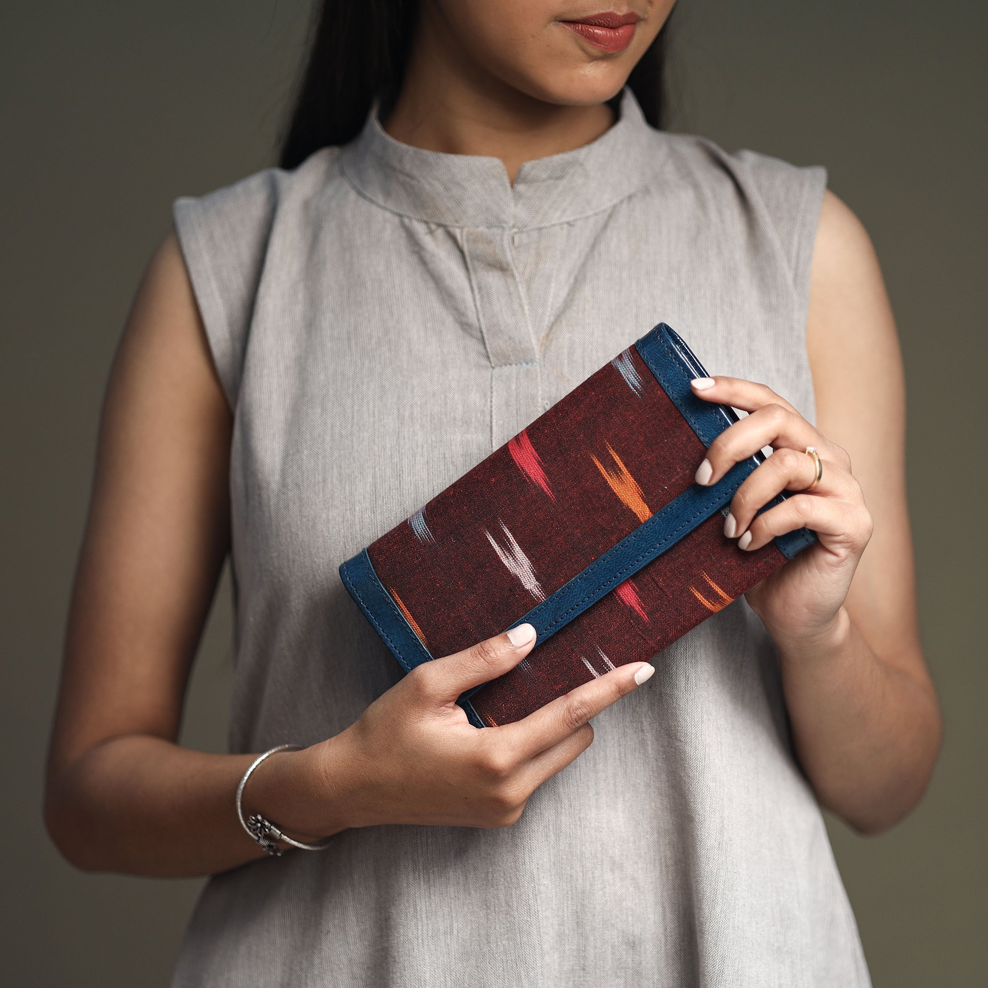ASALKAAR Brown - Handcrafted Ikat Weave Leather Wallet