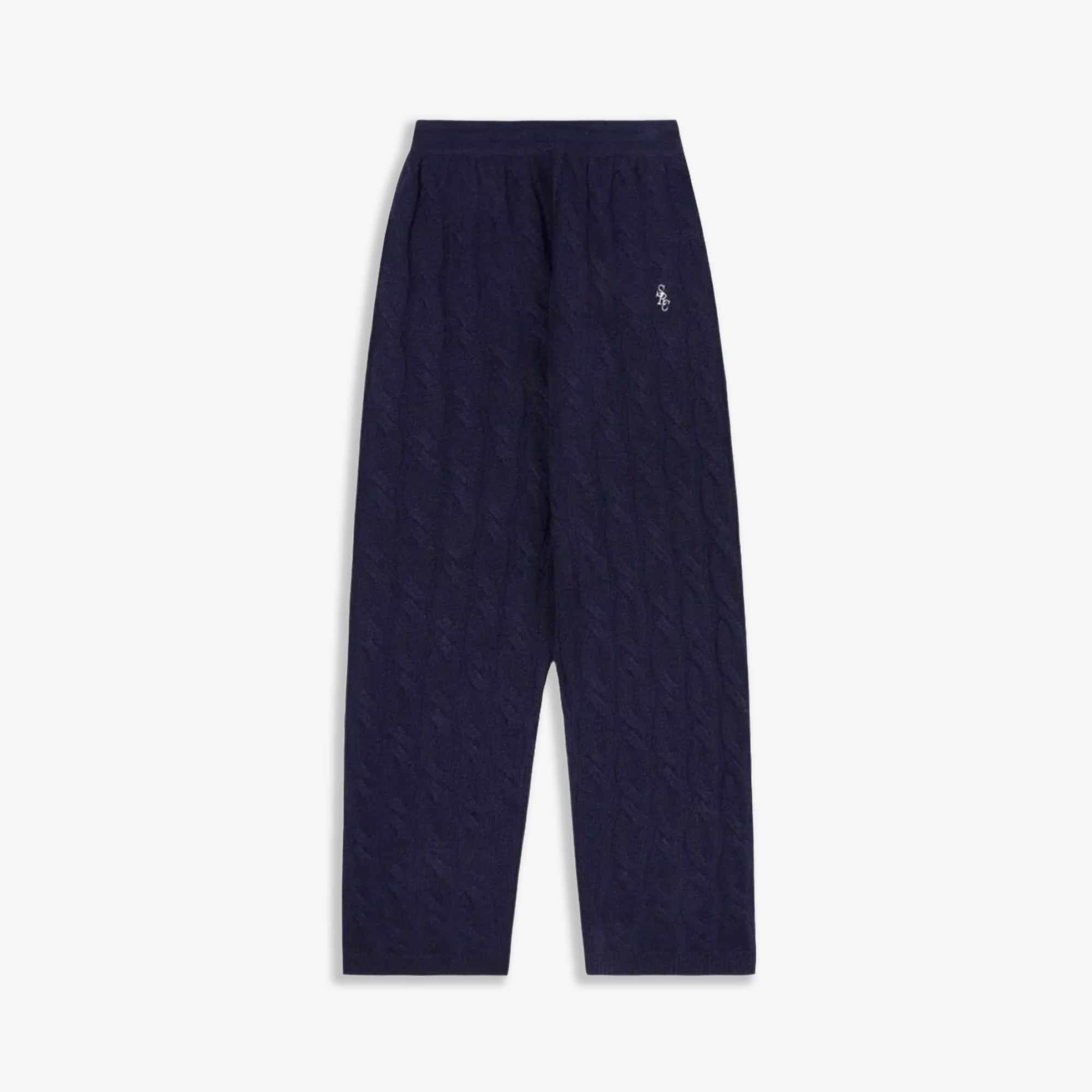 Sporty & Rich | Src Cable-knit Wool Cashmere Trousers { Navy