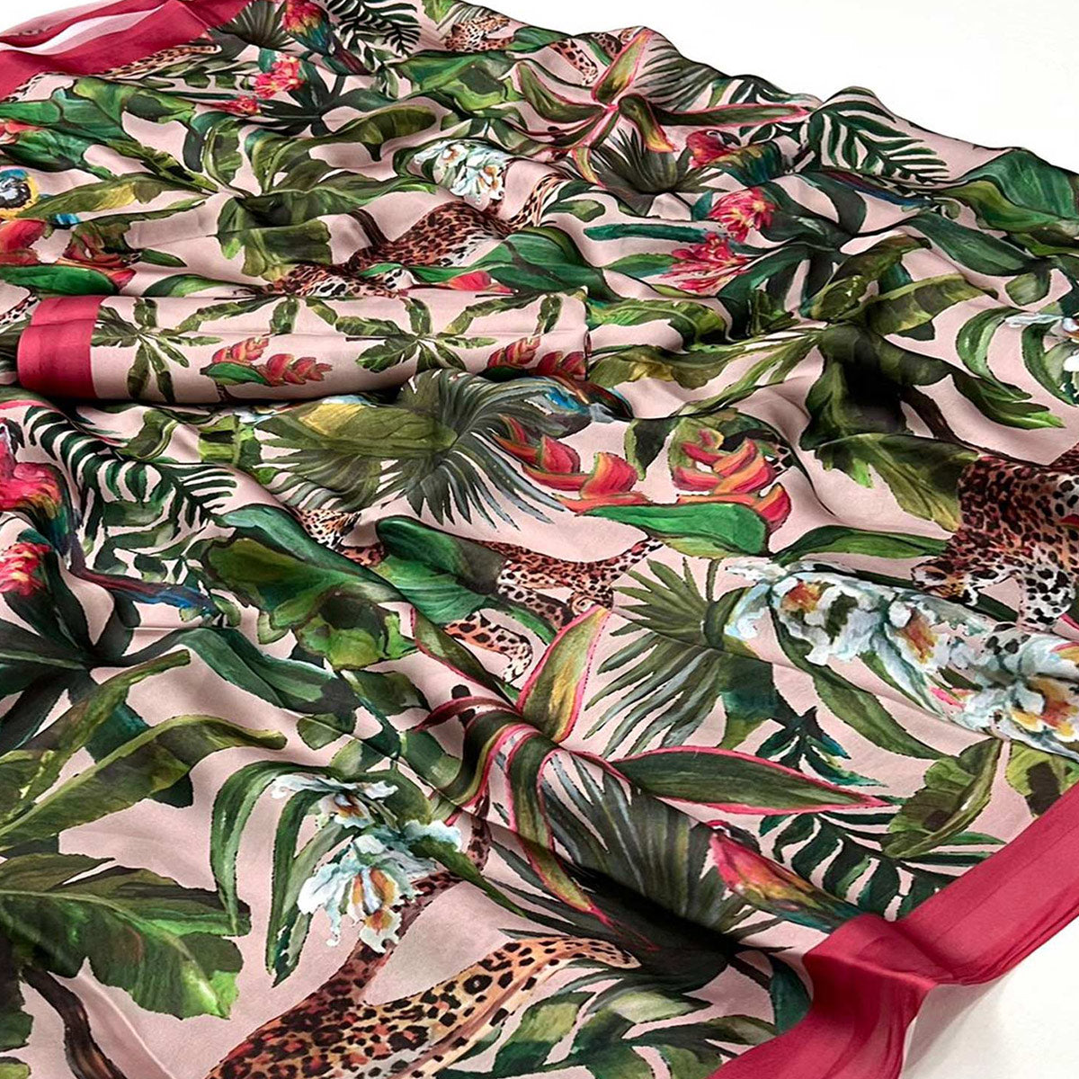 Peachmode Light Mauve Floral Digital Printed Satin Saree - view 2