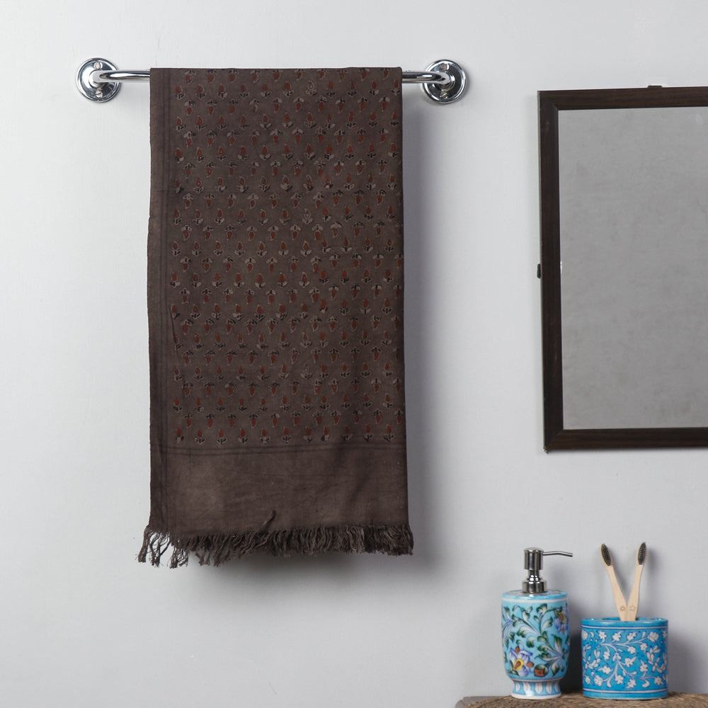 KACHCHH JI CHHAAP Brown - Block Print Cotton Ajrakh Handloom Towel