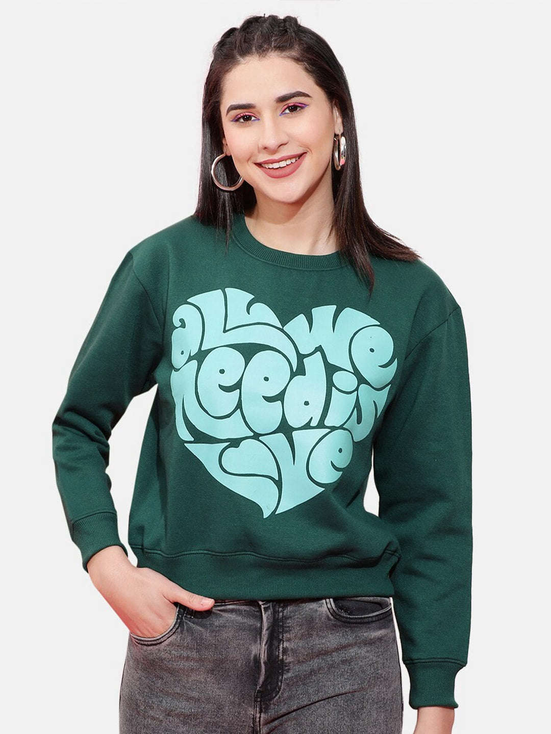 Freehand By The Indian Garage Co Women's Solid Regular Fit Sweatshirt