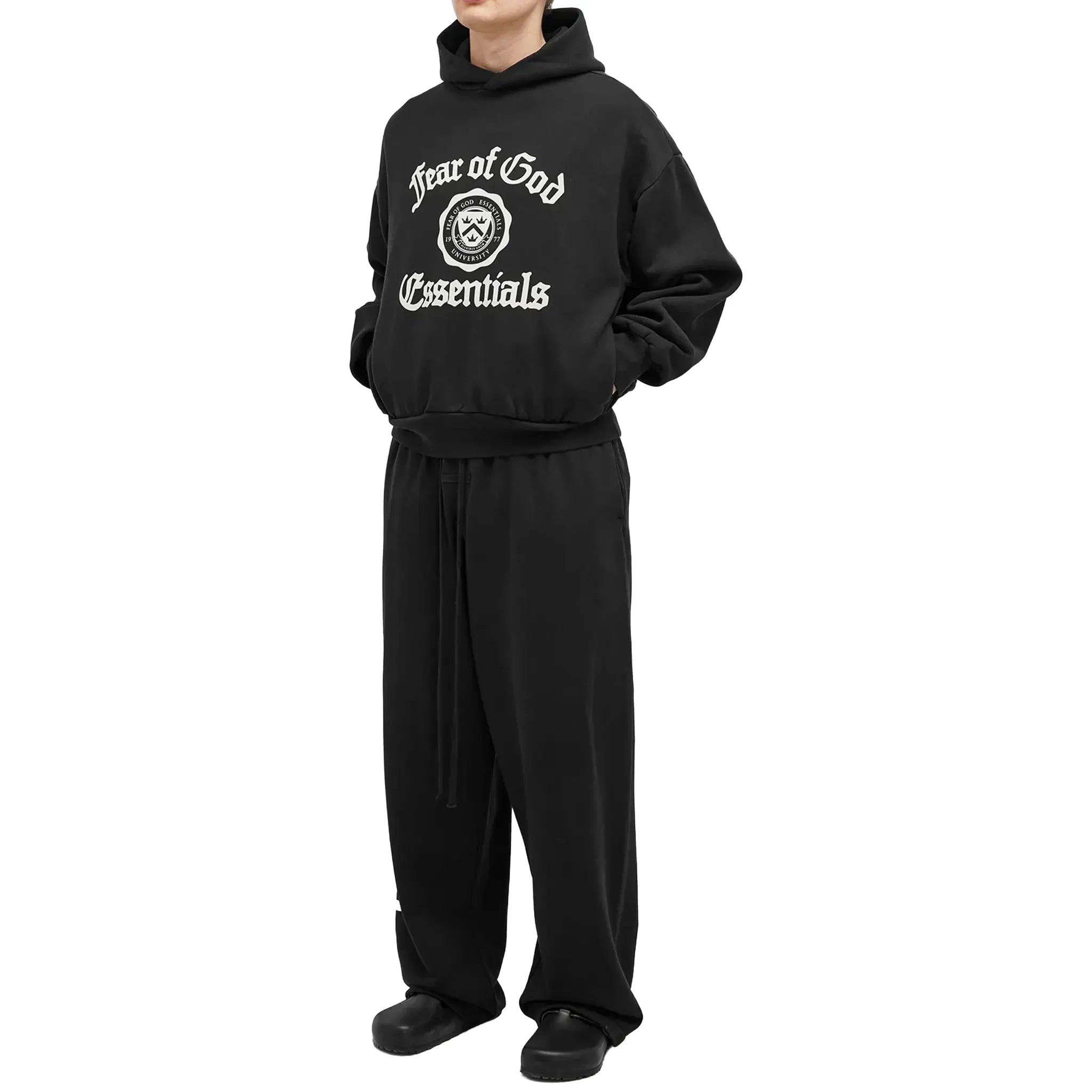 Fear Of God Essentials Heavy Fleece Vintage Shrunken Black Hoodie (FW24) - view 5