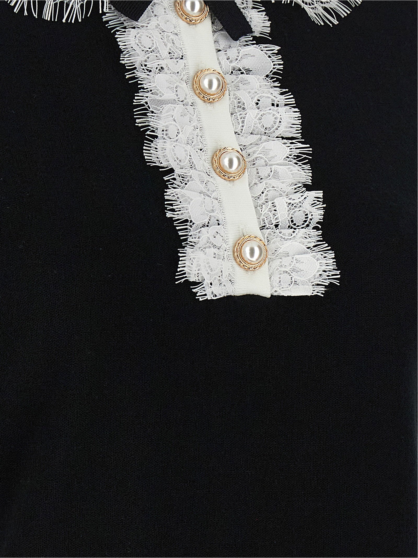 Self-Portrait Black Knit Lace Collar Top – 100% wool - view 4