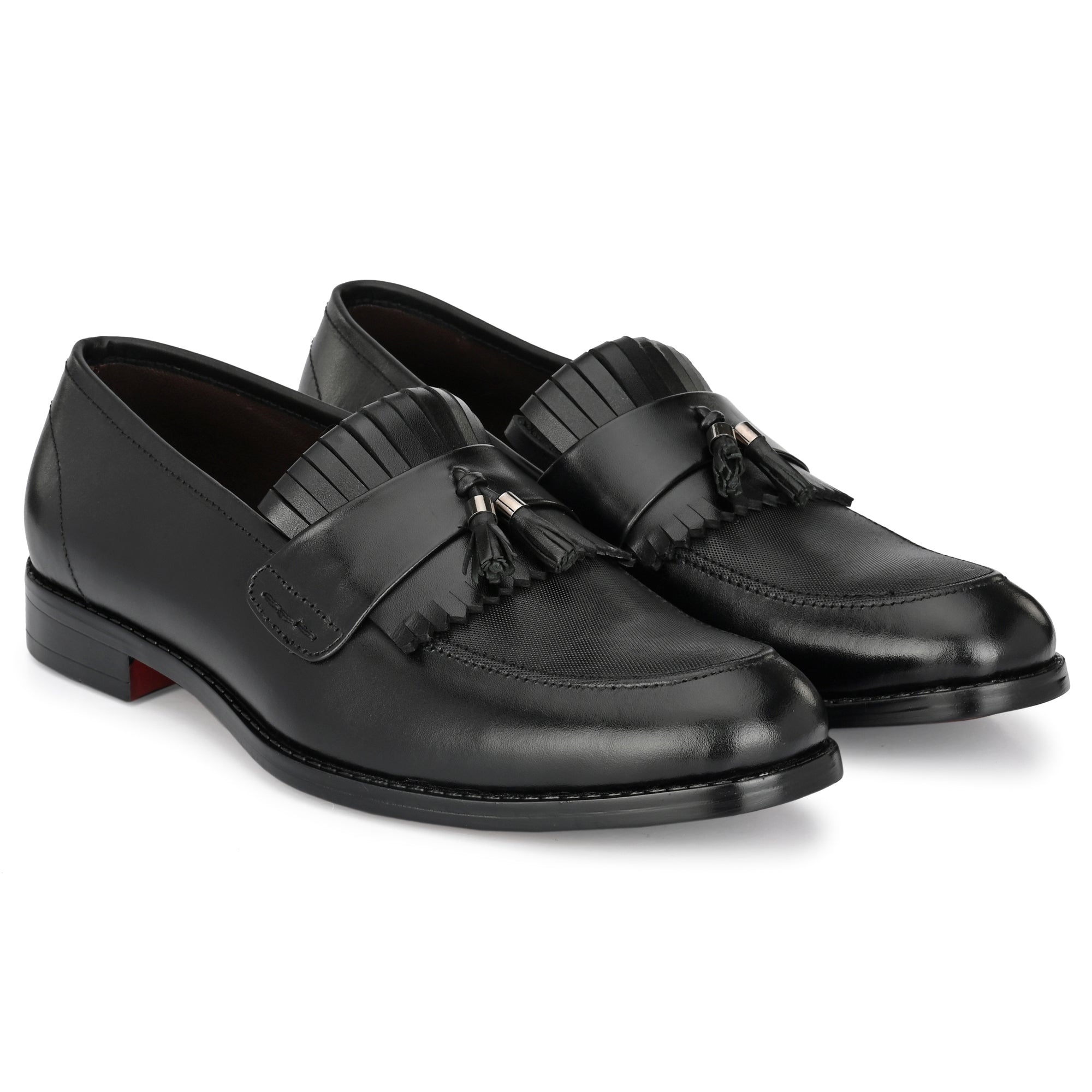 egoss-shoes Tassled Formal Penny Loafers For Men with Textured Top