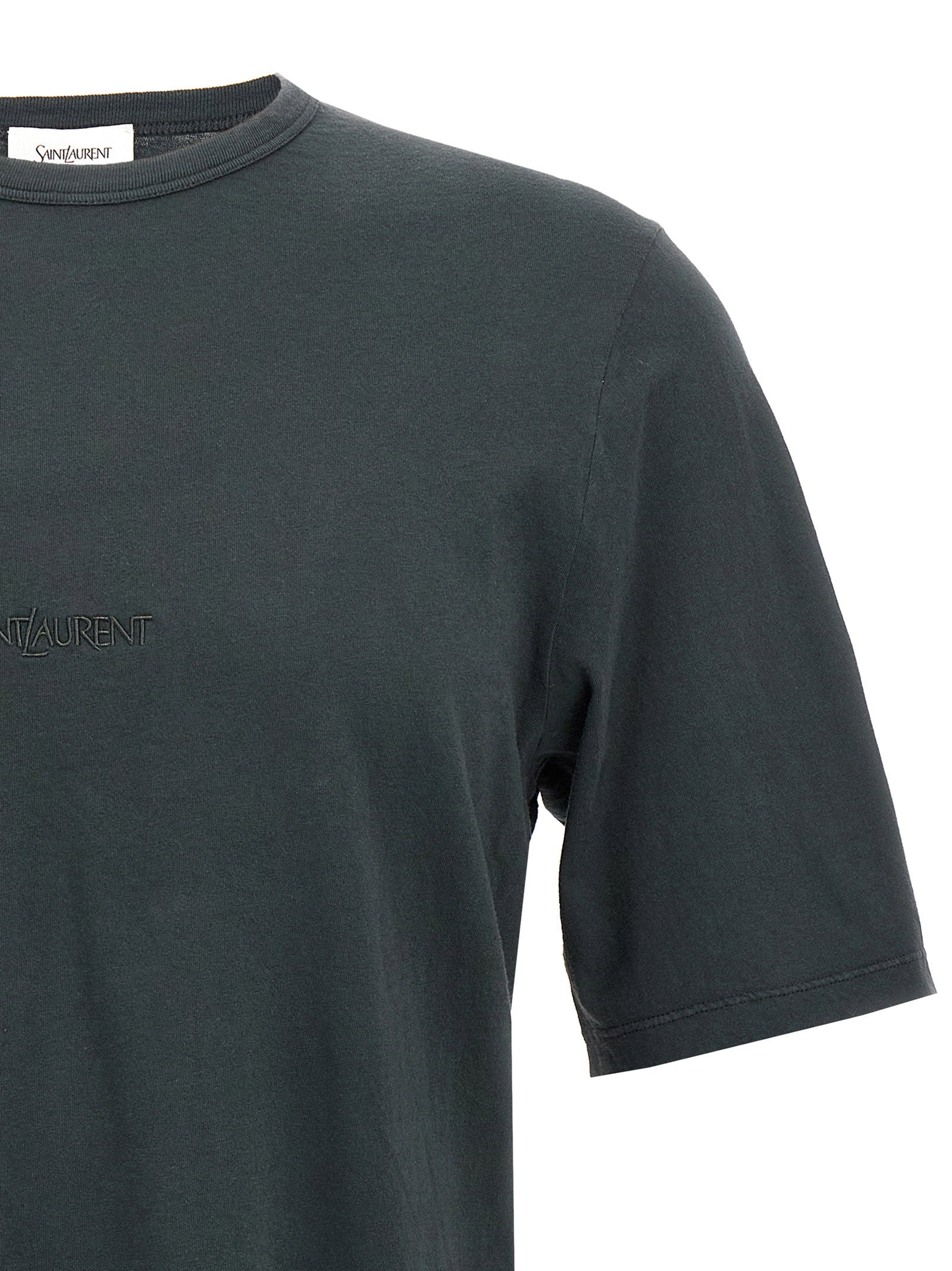 Saint Laurent Logo Embroidery T-shirt – 100% cotton - view 3