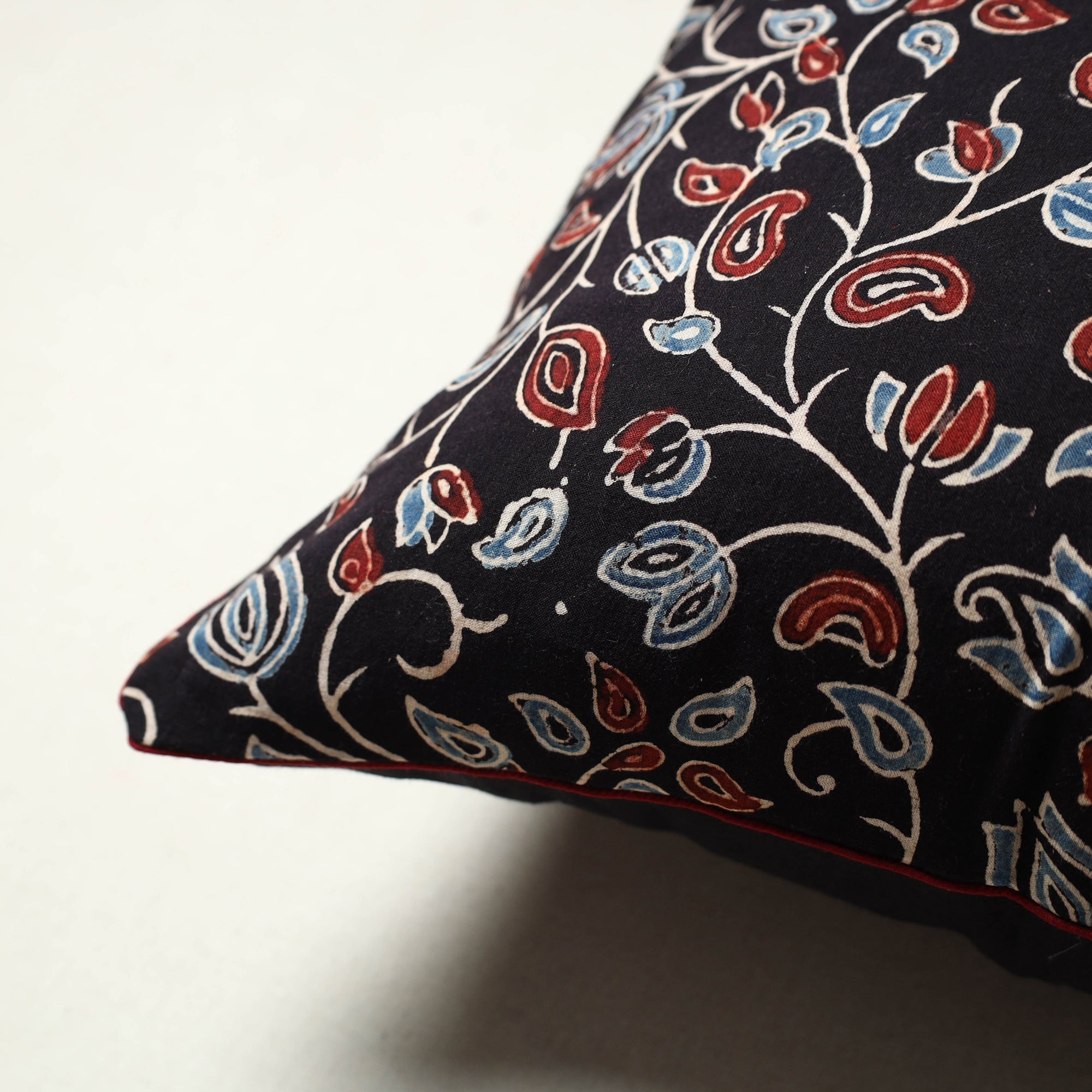 NOORI BAZAR Black - Block Printed Cotton Ajrakh Cushion Cover (16 x 16 in) 14 - view 2