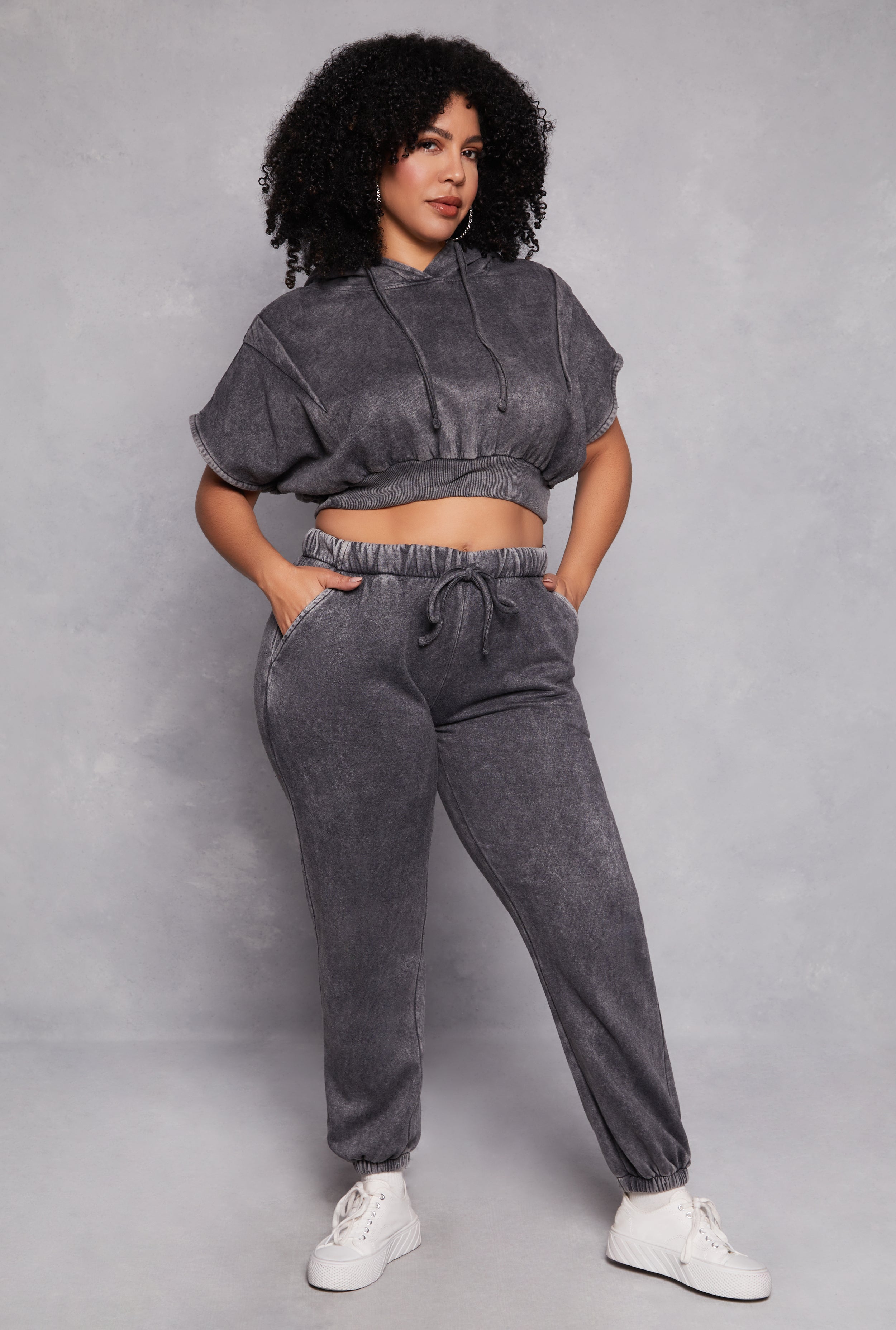 Rainbow Shops Plus Size Acid Wash Pullover Hoodie - view 2