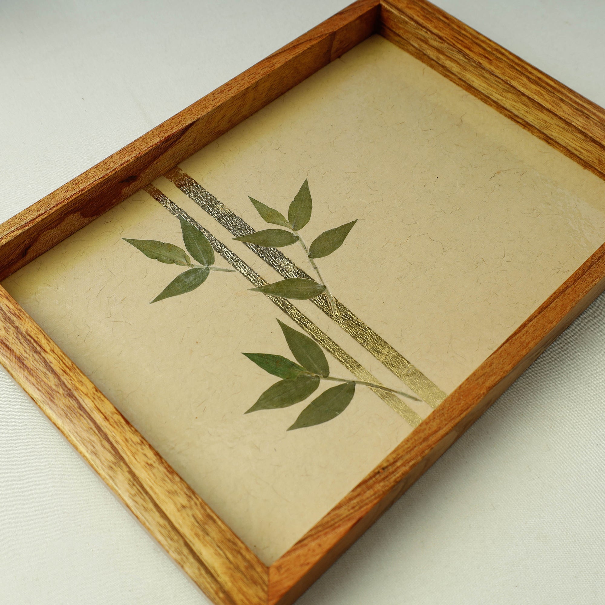 SHRADHANJALI - AN AUROVILLE UNIT Beige - Bamboo Art Work Wooden Tray (12 x 8 x 1 in) - view 3