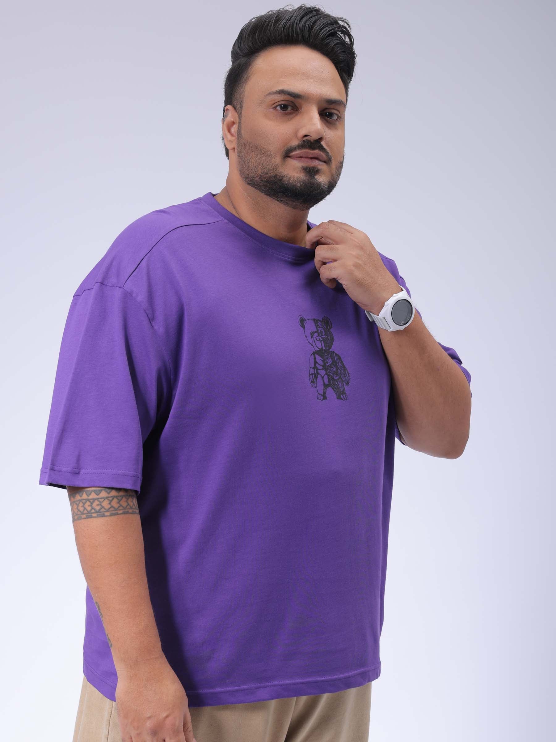 HARDSODA Men's Plus Size Purple Relaxed Fit Printed T-Shirt - view 4