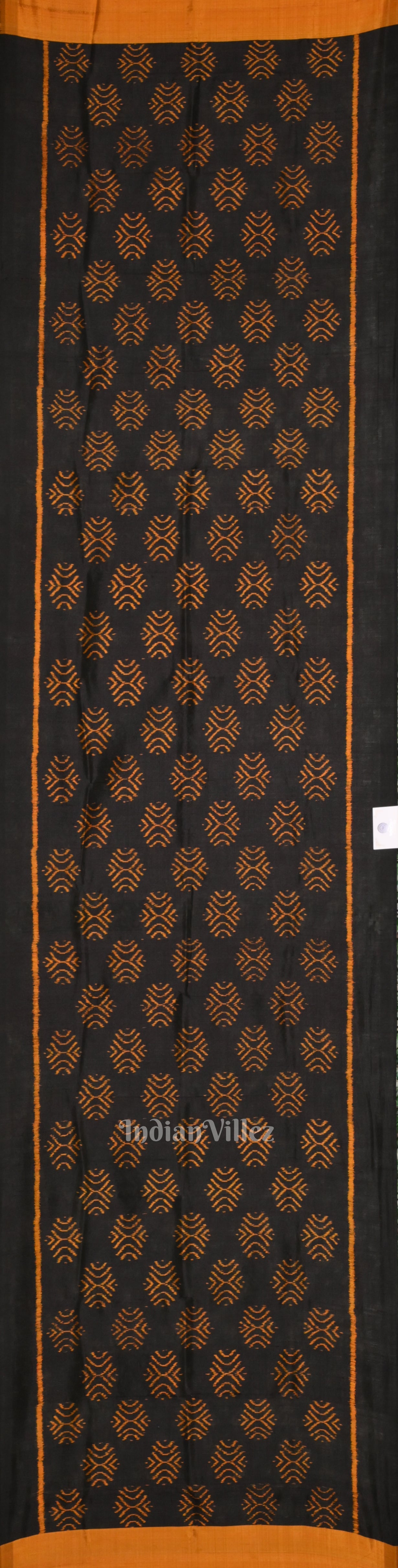 IndianVillèz Black Yellow Odisha Ikat Pure Sambalpuri Silk Stole
