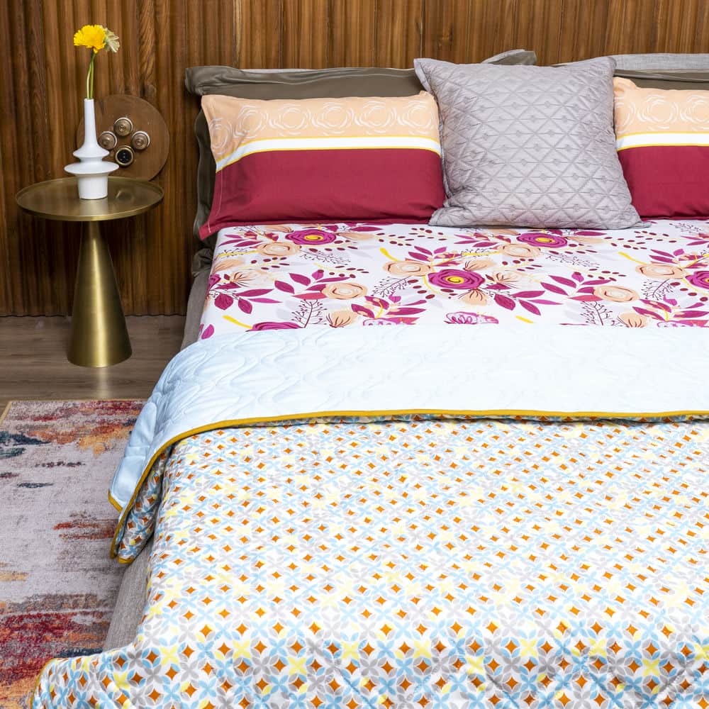 Urban Space -Home Furnishing Store Cotton Bedsheet + AC Blanket Combo Pack - (Combo 6 - Earth Pink + Amsterdam Valley Pink)