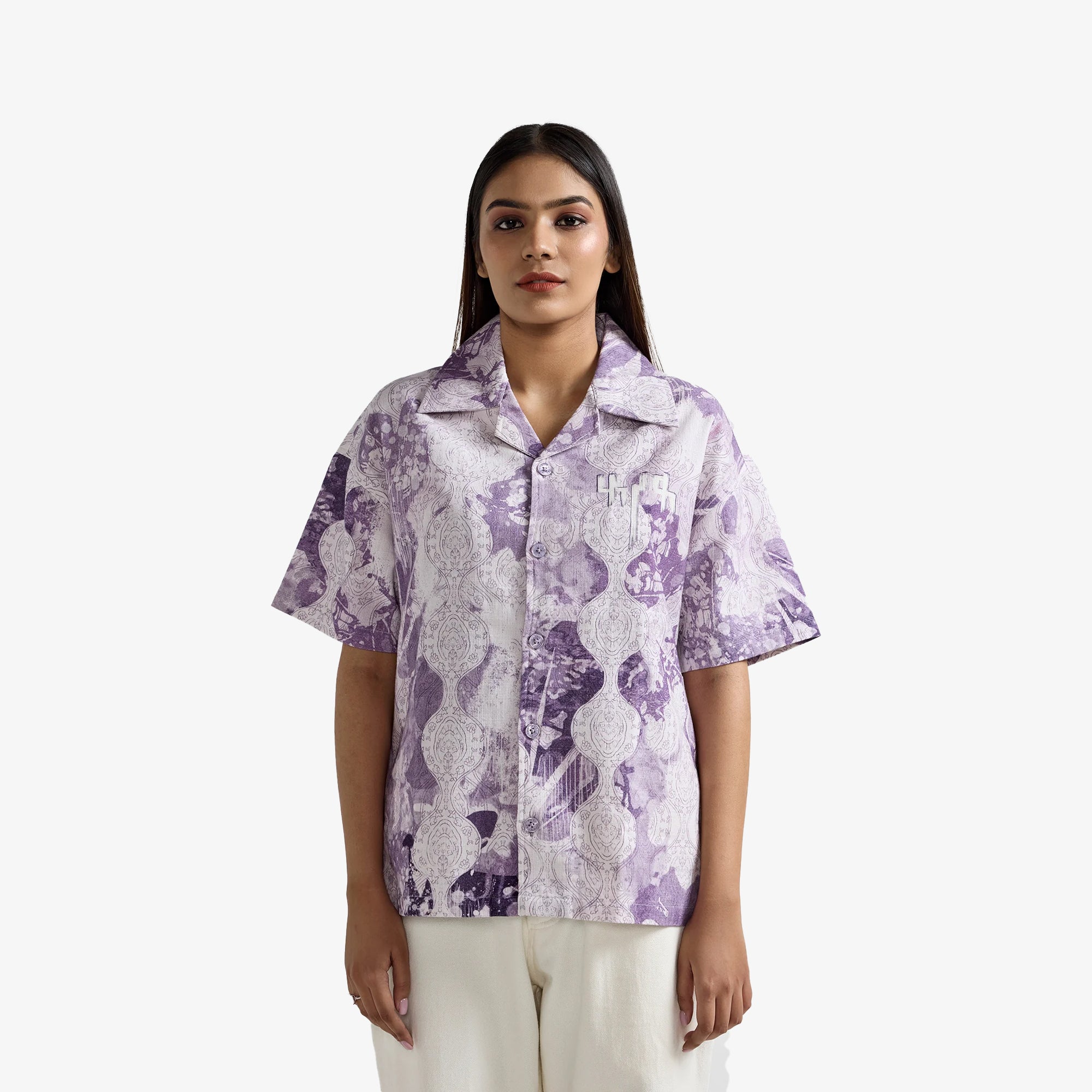 F A R A K | Purple Abstract Shirt { Purple/white