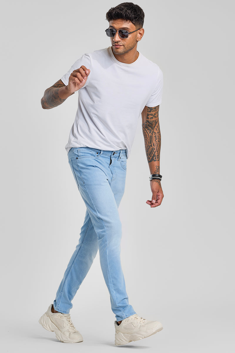 SNITCH Light Blue Tapered Fit Jeans - view 3