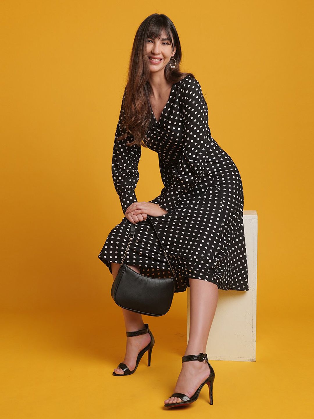 Freehand By The Indian Garage Co Women V Neck Polka Dot Dress - view 5