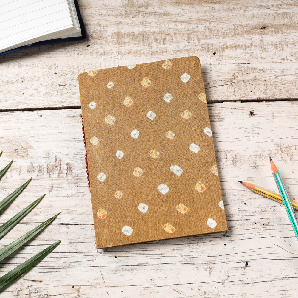 BINDAAS UNLIMITED Brown - Bandhani Cover Handmade Paper Notebook (7 x 5 in)