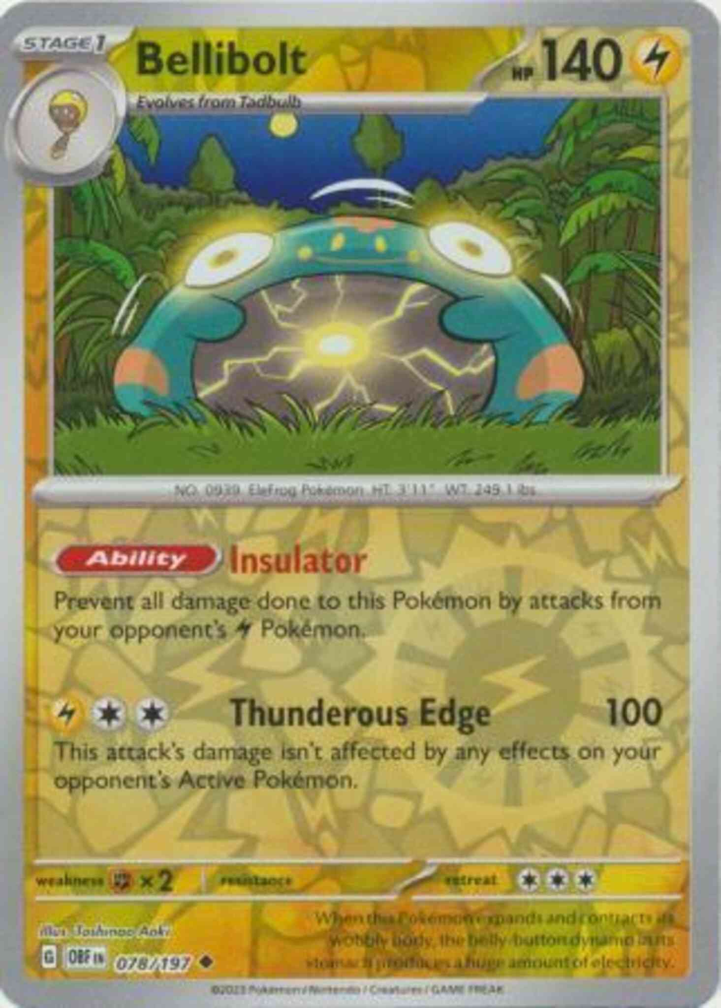 Uncommon sv03-078 reverse – Pokémon Bellibolt - 078/197 - Uncommon [sv03-078] [Reverse Holo]