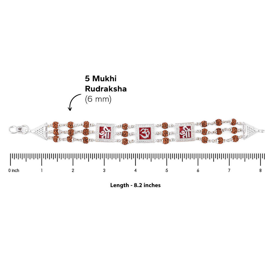 Prinjal Jewellers Rudraksha Silver Om With Shree Tripal Line Bracelet - view 6