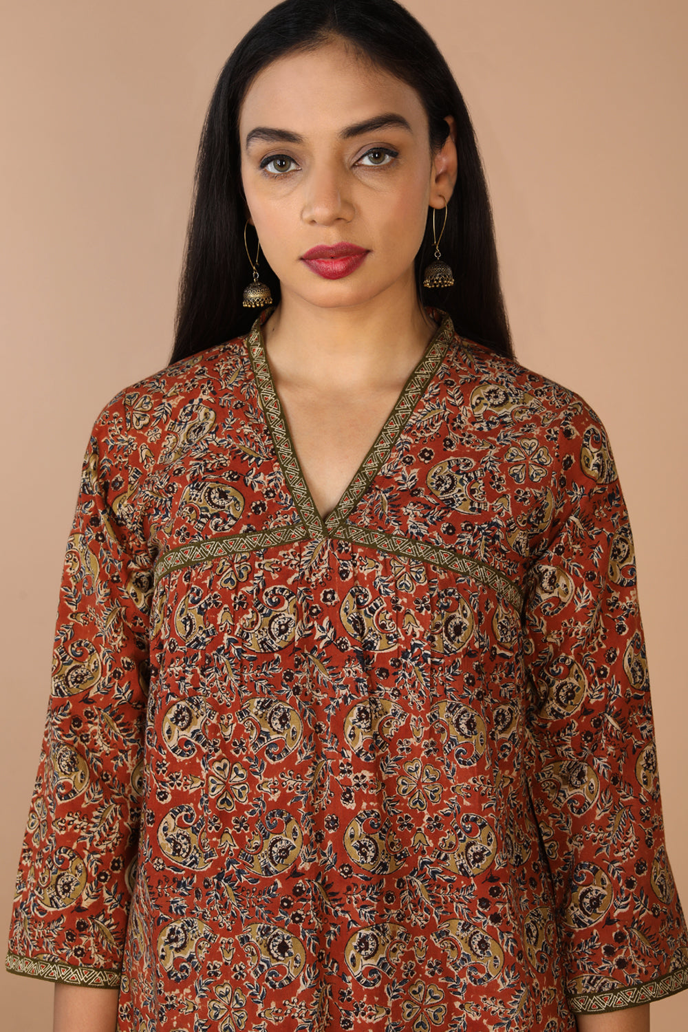 Kalanjali Ethnics Embroidered cotton kalamkari kurti - view 2