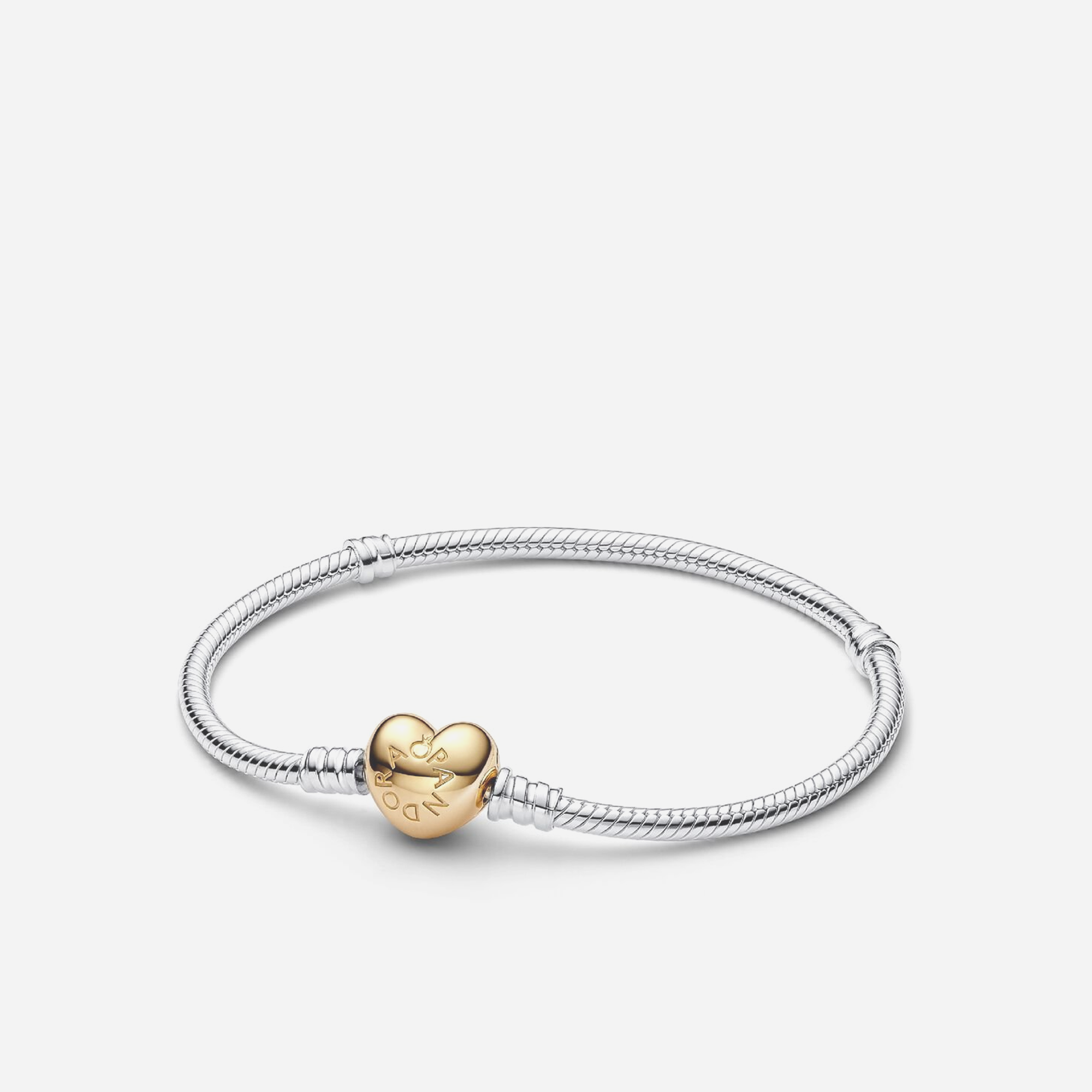 Moments heart snake – Pandora Moments Heart & Snake Chain Bracelet Two-Tone Gold