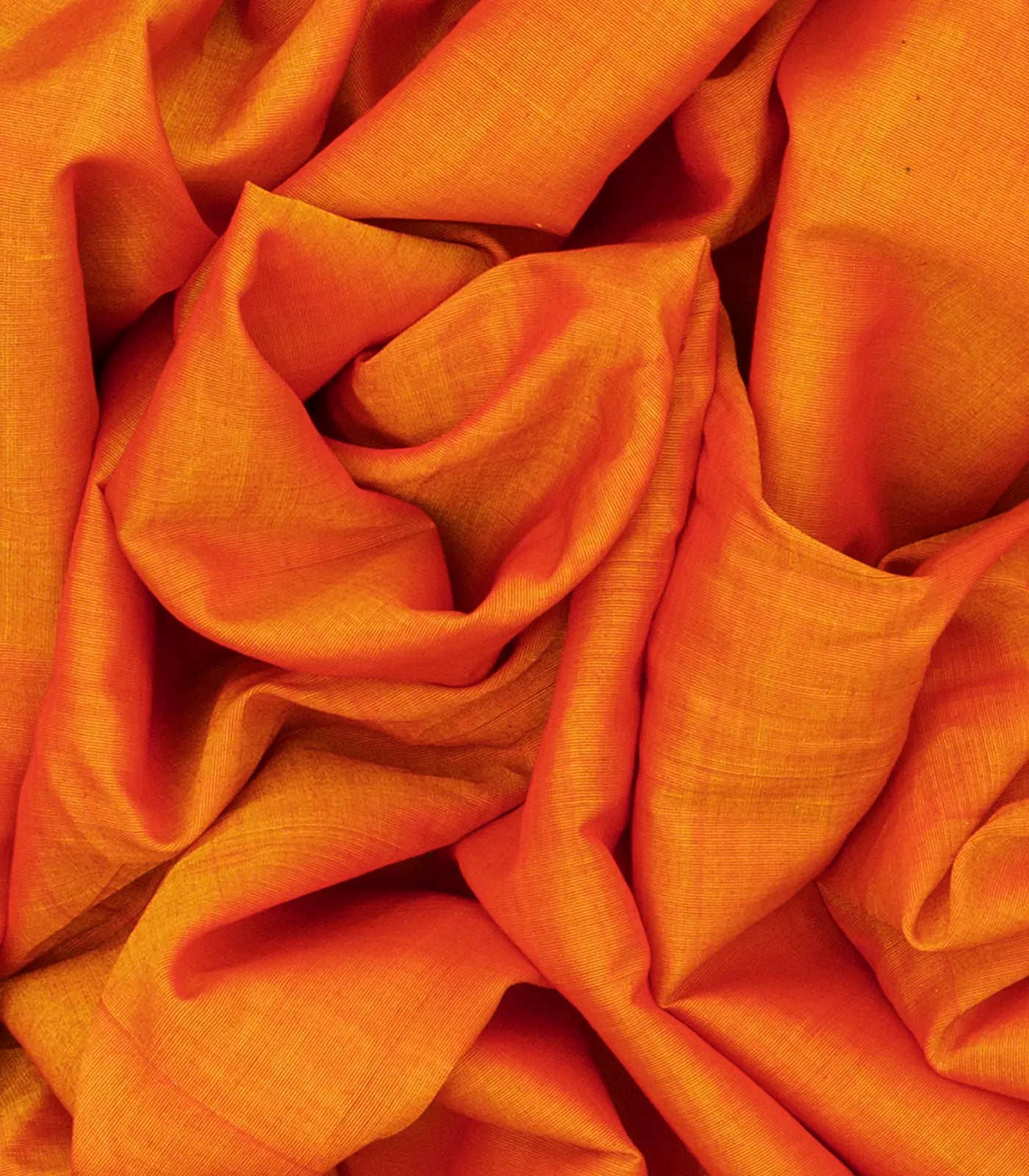 RmKV Orange Handloom Gadwal Cotton Saree With Flower Bud Motifs-Orange - view 3