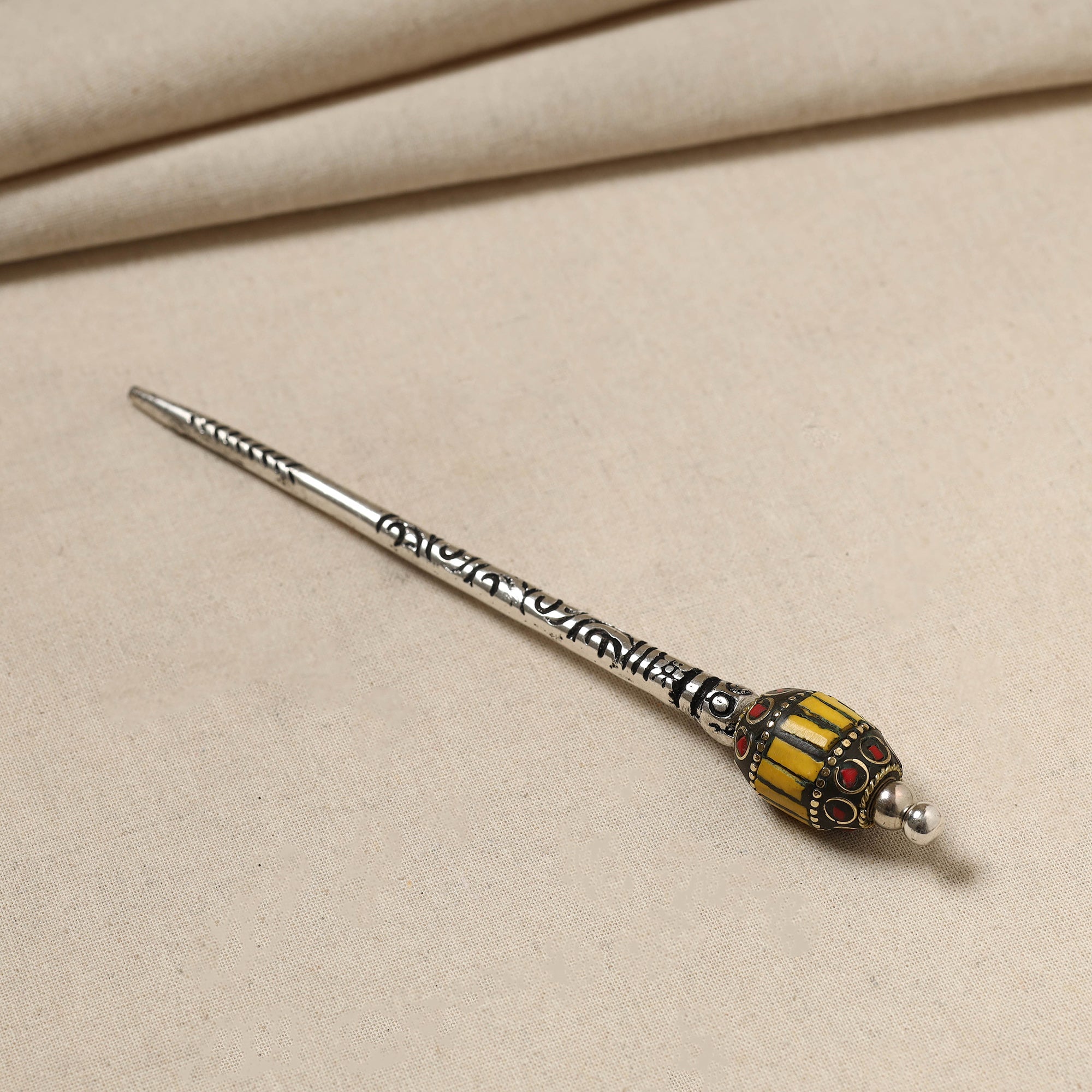 WHITE RIVER STORIES Antique Finish Oxidised German Silver Juda Stick - view 2