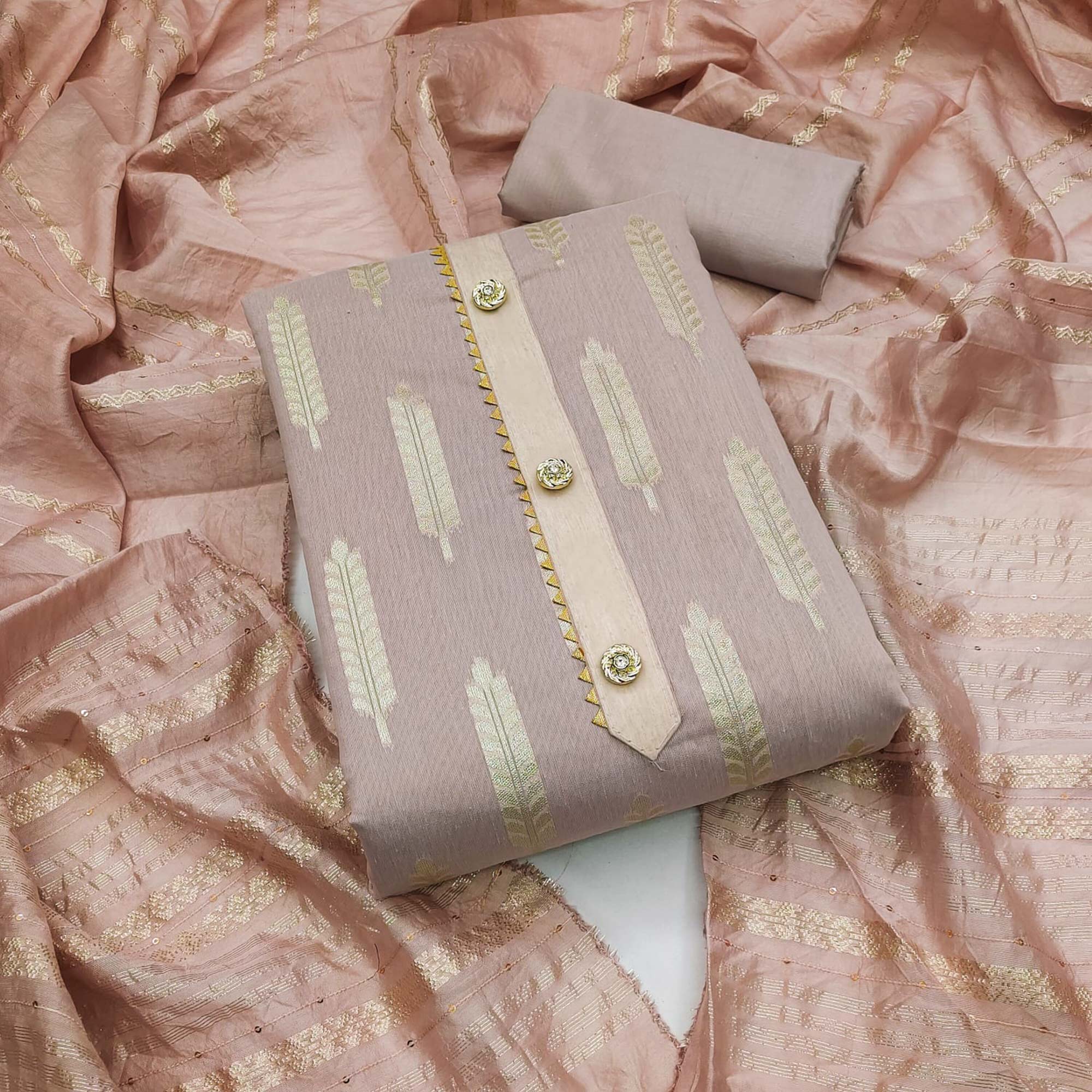 Peachmode Dusty Pink Woven Modal Dress Material