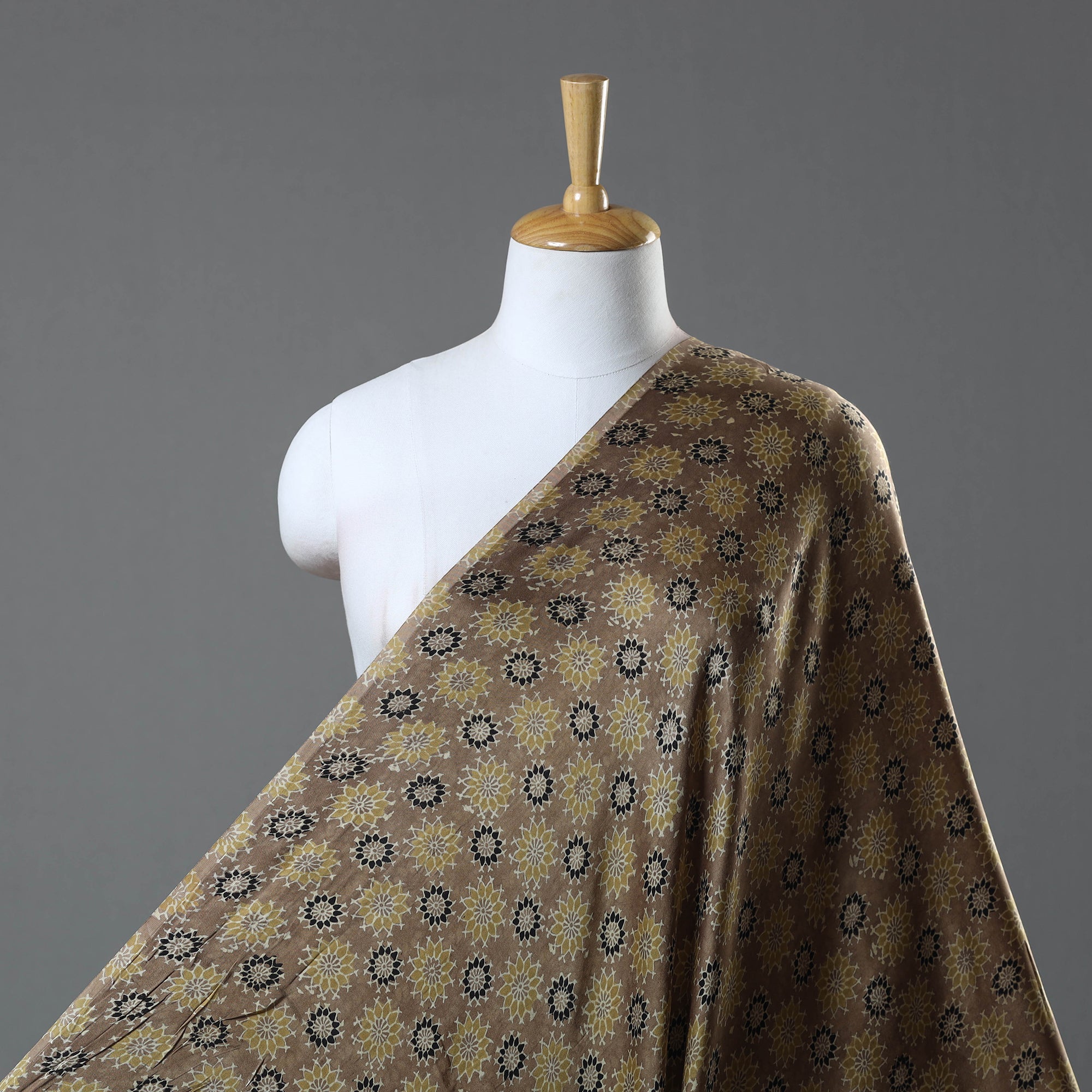 KACHCHH JI CHHAAP Brown - Modal Silk Ajrakh Print Fabric 09