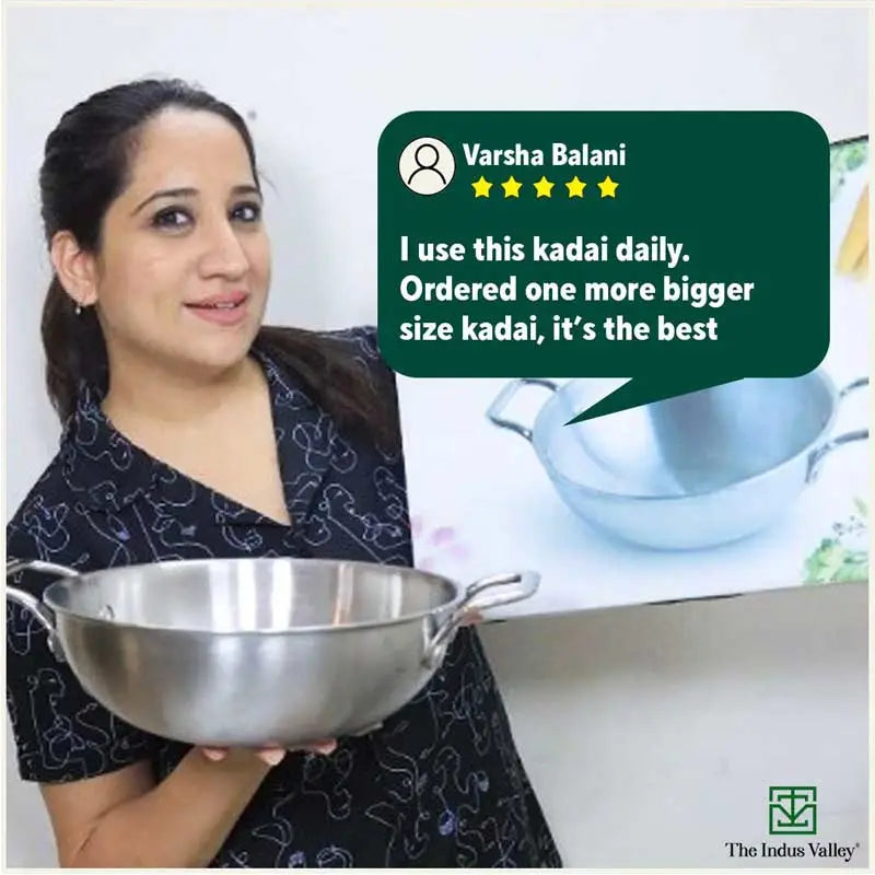 The Indus Valley TurboCuk Tri-ply Stainless Steel Cookware Set: Free ₹600 Wood Chopping Board+ Kadai+ Fry Pan, Premium Quality, 3 Layer Thick Body, 10 - view 13