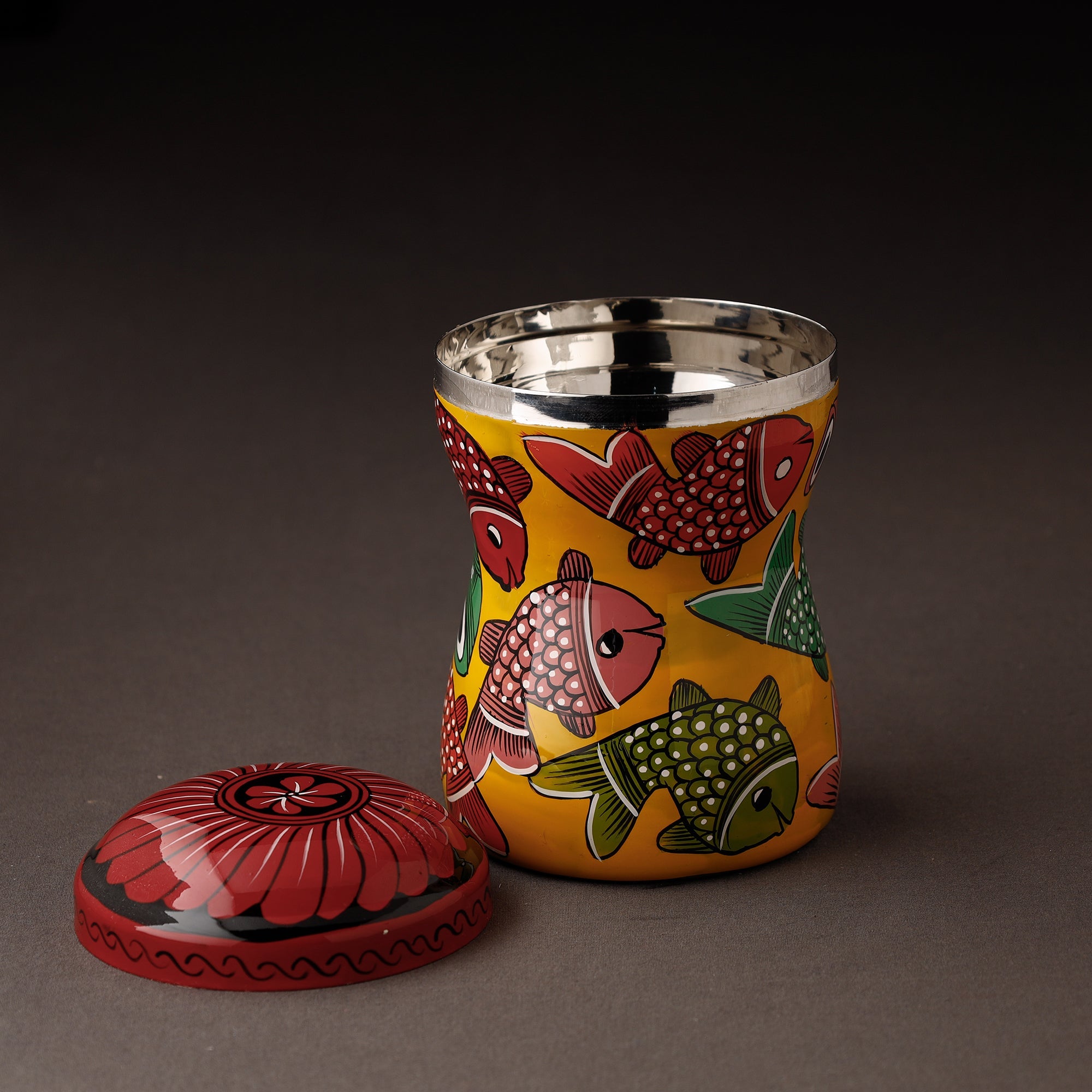 AAYAAS Bengal Patua Handpainted Stainless Steel Multi Utility Container - view 2
