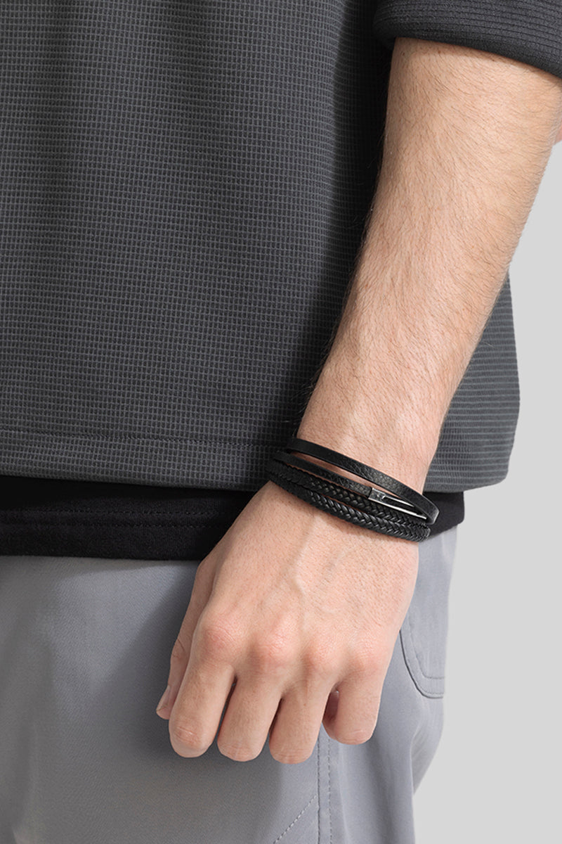 SNITCH Hyphenated Weave Braided Bracelet – Black - view 2
