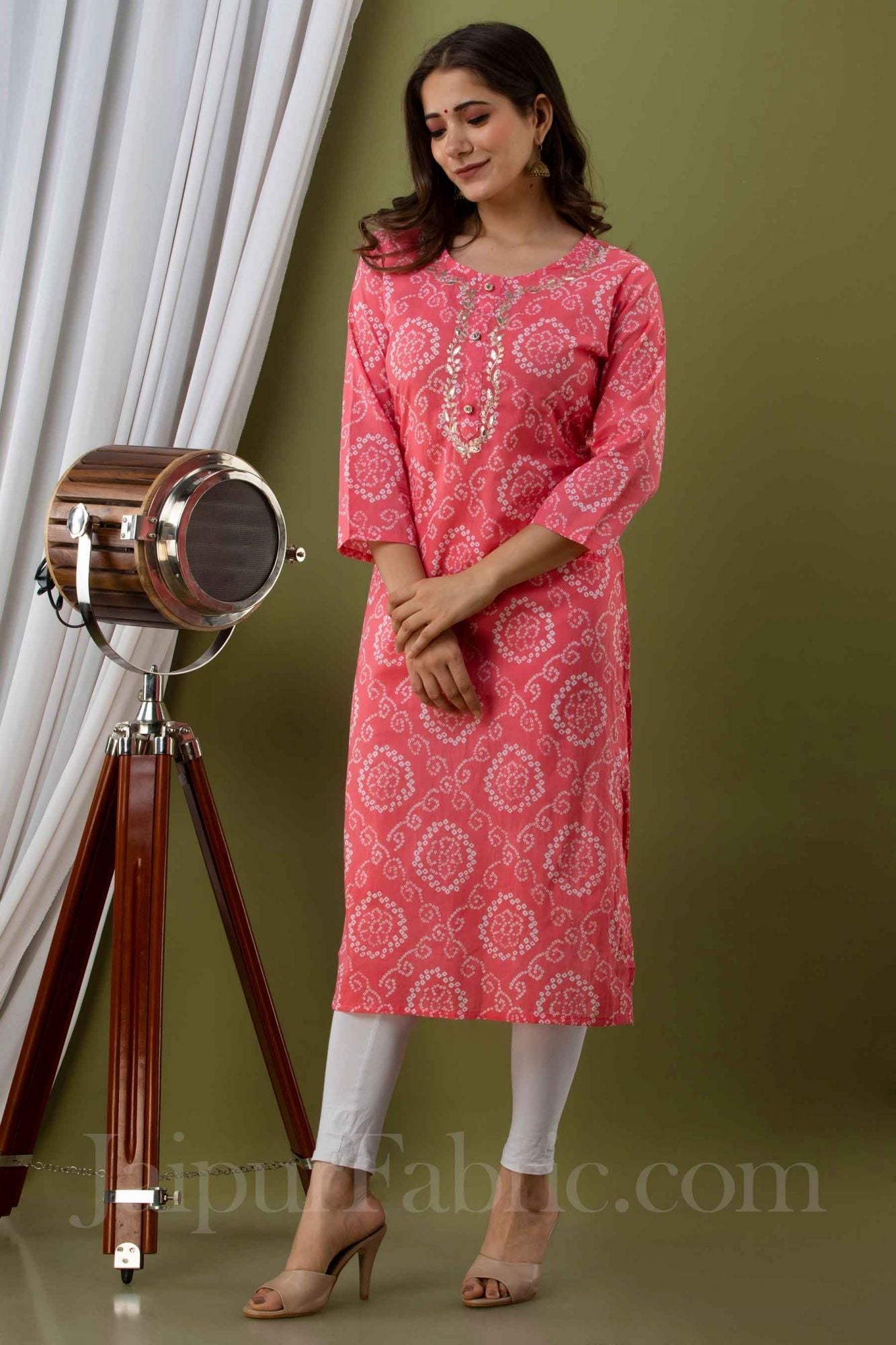 JaipurFabric® Women Peach Cotton Kurti