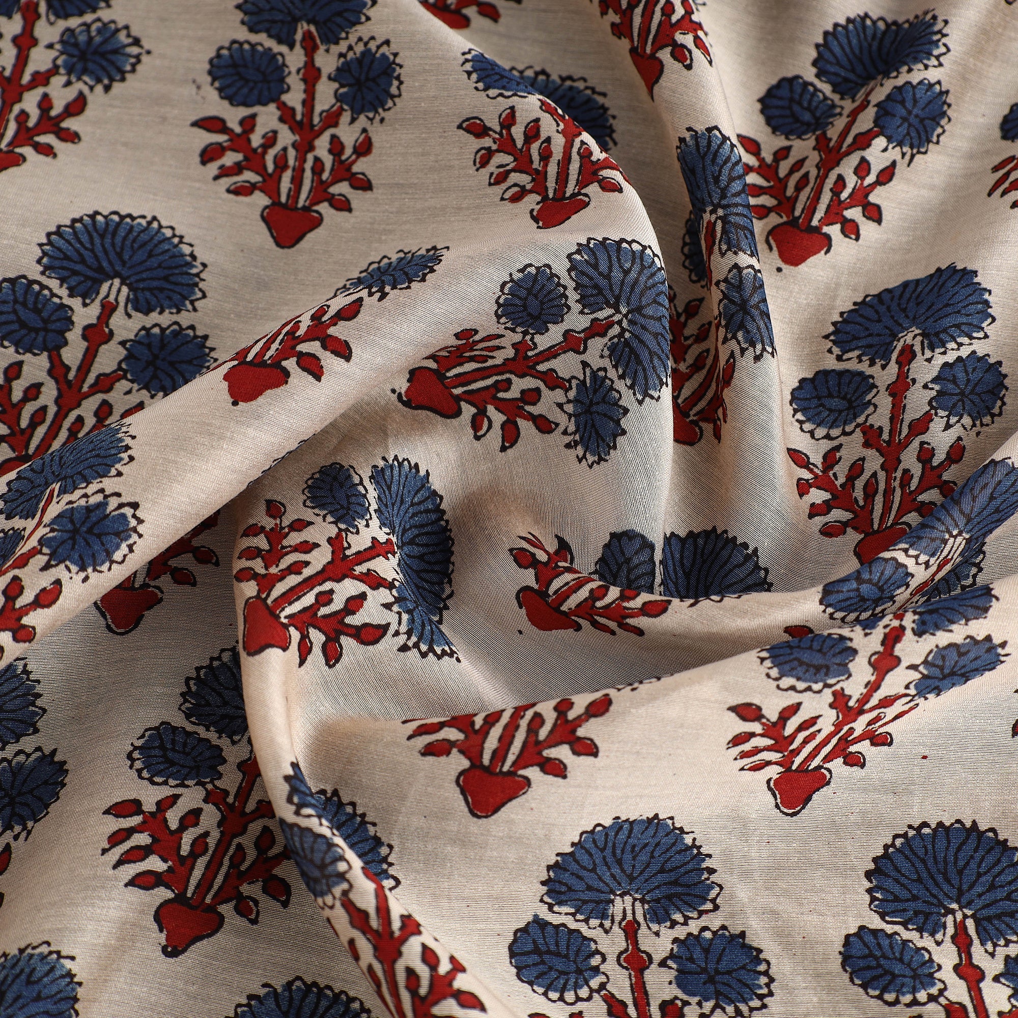 KACHCHH JI CHHAAP Beige - Ajrakh Block Printed Chanderi Silk Fabric 02 - view 3