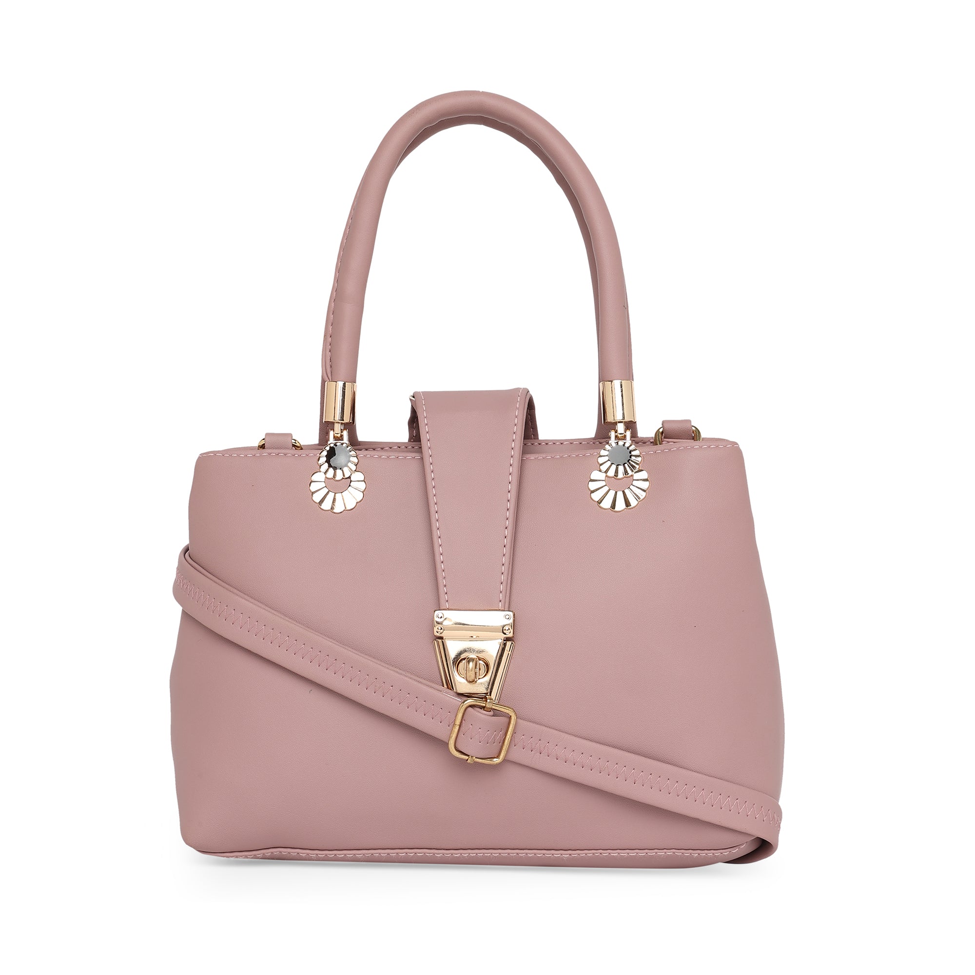 Peachmode Seller Mauve Women Vegan Leather Handbag With Belt