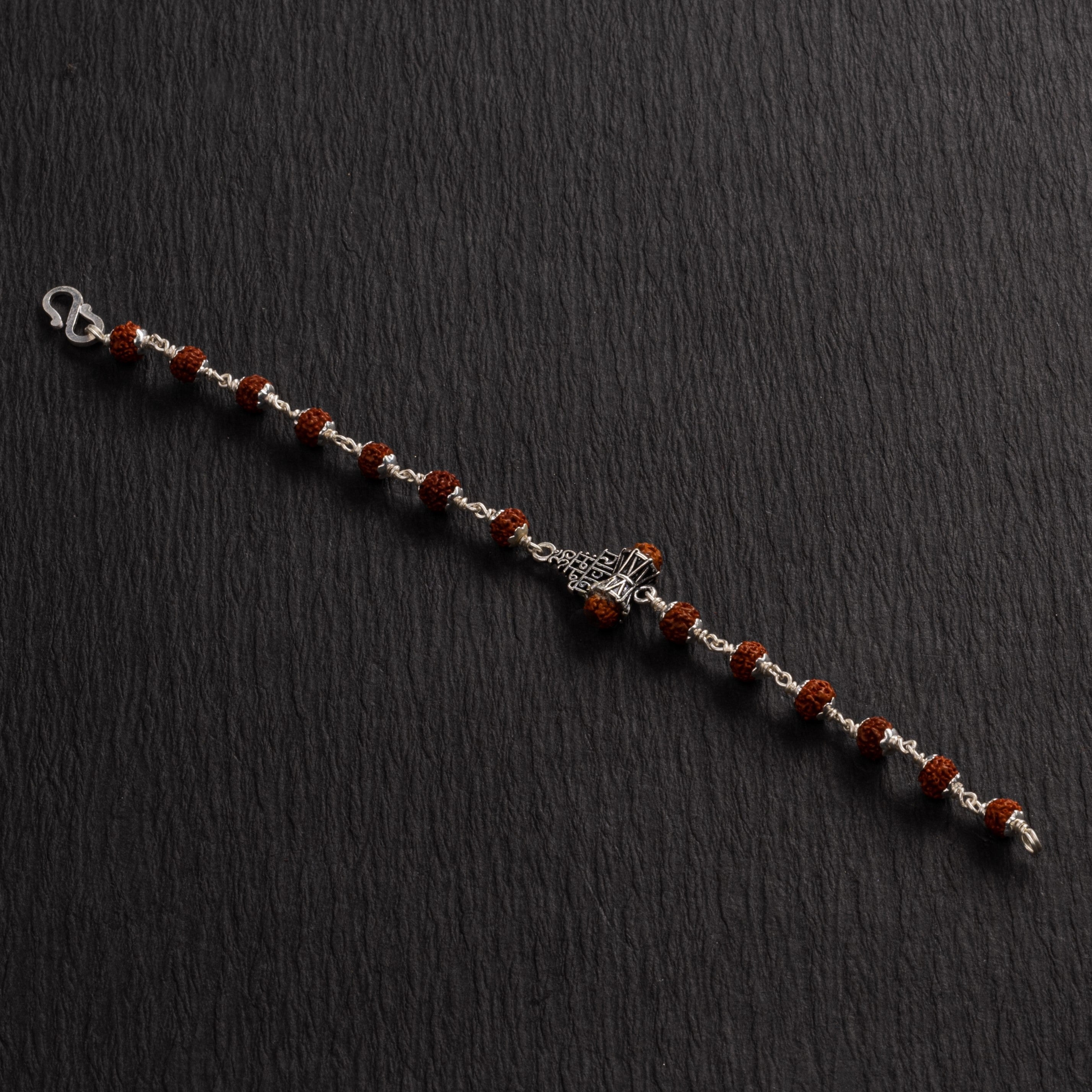Prinjal Jewellers Rudraksha Silver Om Namah Shivaya Bracelet - view 2