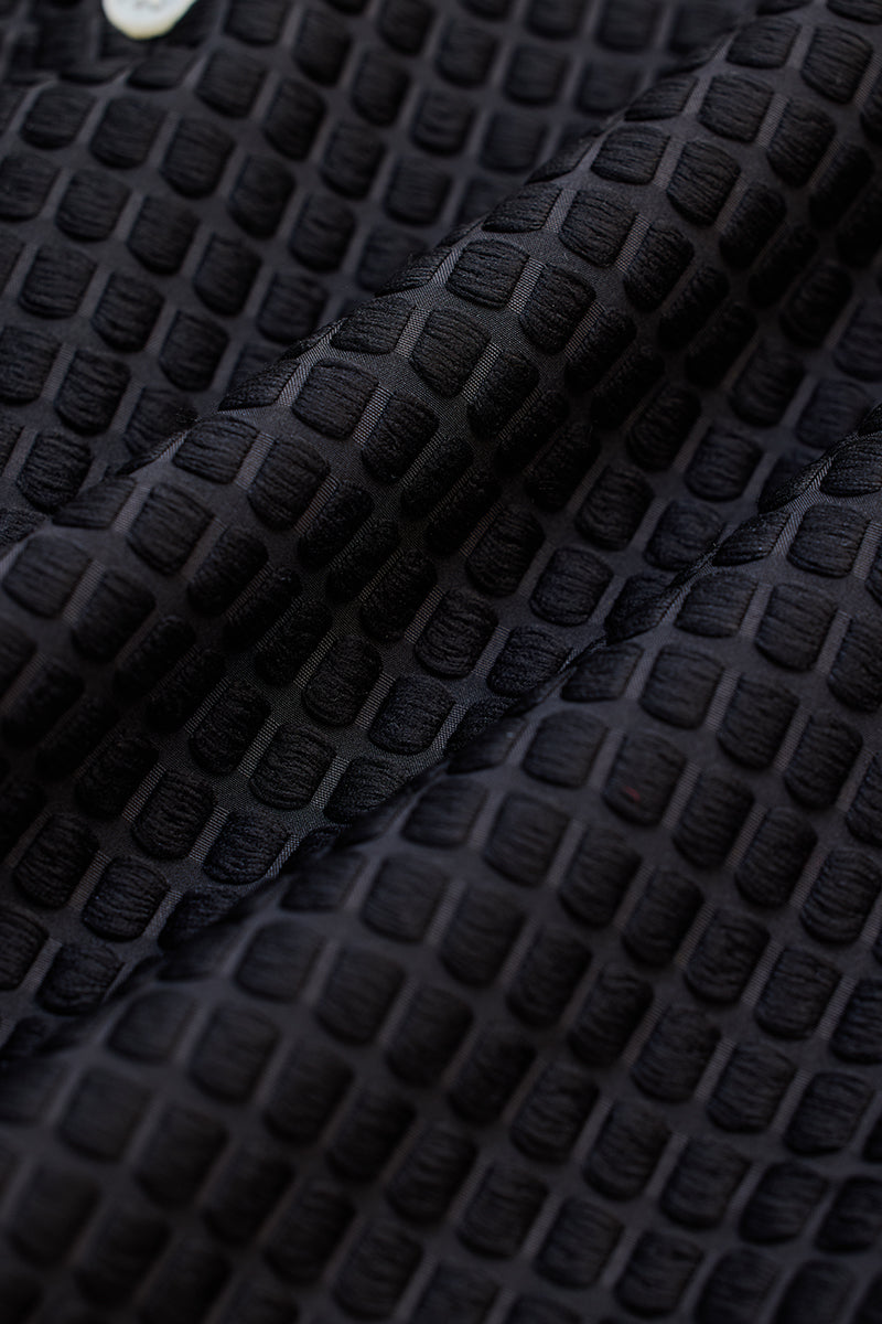 SNITCH Black Textured Mandarin Shirt - view 9